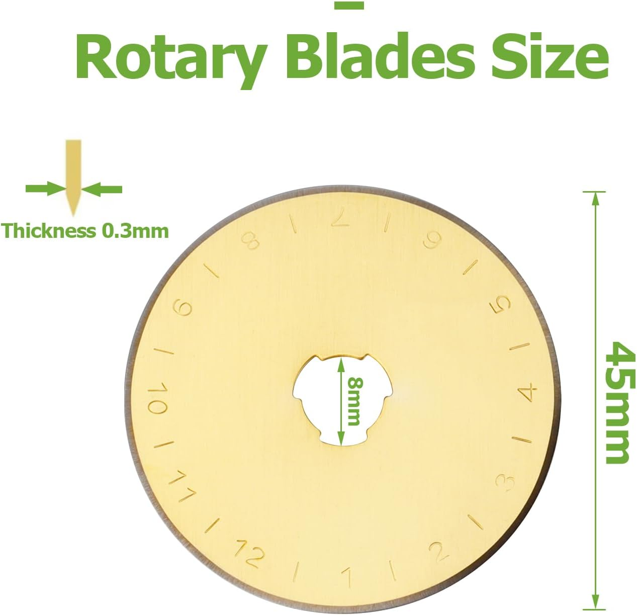 45Mm Rotary Cutter Blades Replacement, Steel Titanium Coated Rotary Cutters Knife Blade Compatible with Olfa, Fiskar, Martelli, Truecut Cutter Tool, 10 Pcs image number 6