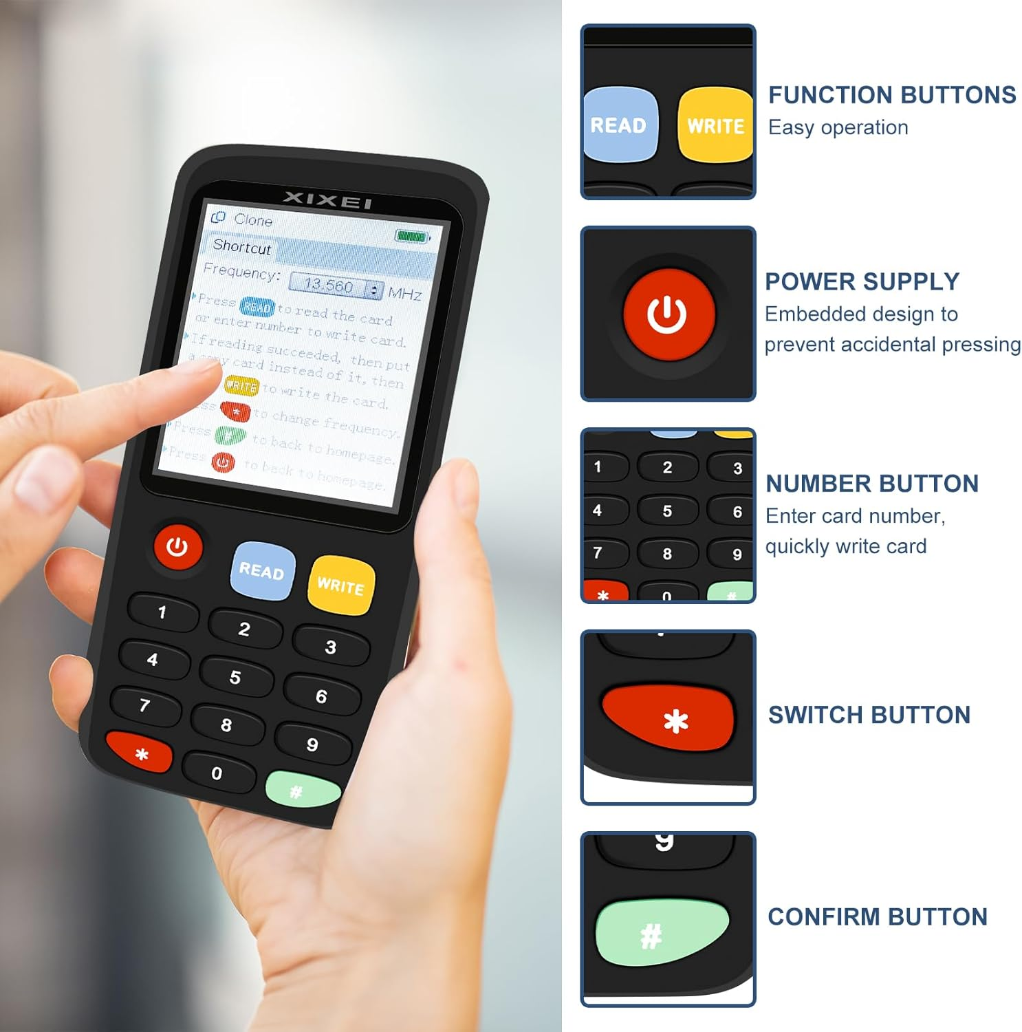 NFC RFID Card Copier Reader Writer, Portable 125 Khz ID Card Reader Writer 13.56 Mhz IC IC ID X7RFID Duplicator Access Control image number 4