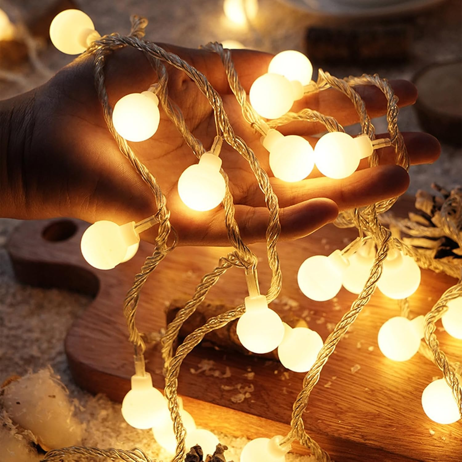 LED Fairy Lights, Warm White, USB Powered, Globe Balls Design, Decorative Lighting for Indoor, Party, Wedding, Christmas (Warm White, 10 M, 80 LED) image number 6