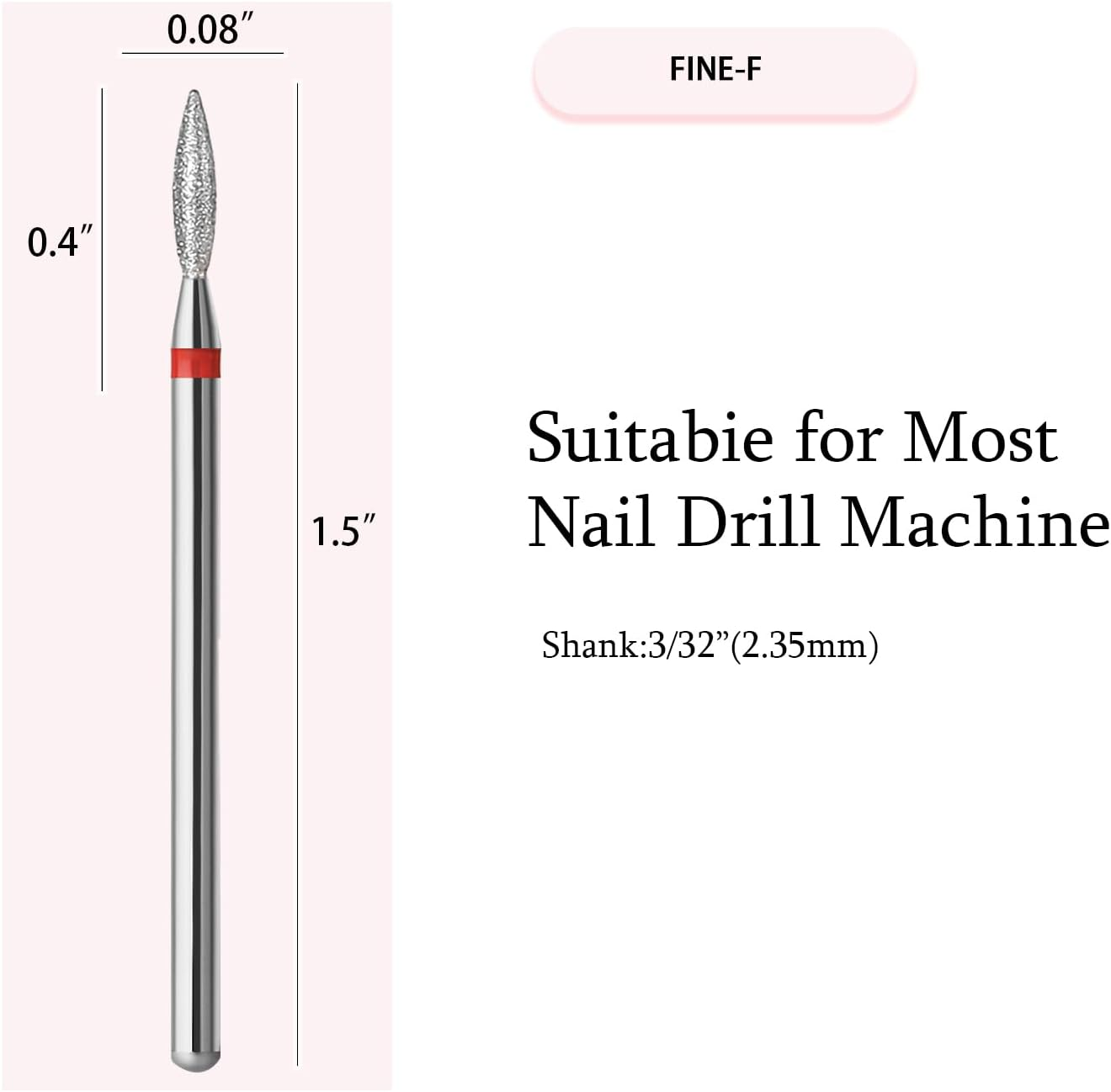 ERUIKA 10Pcs Diamond Flame Cuticle Drill Bits Set, Professional Cuticle Nail Drill Bits for Dead Skin Nails Dry Manicure Pedicure Shape Remove Nail Salon Tools(Fine-F)