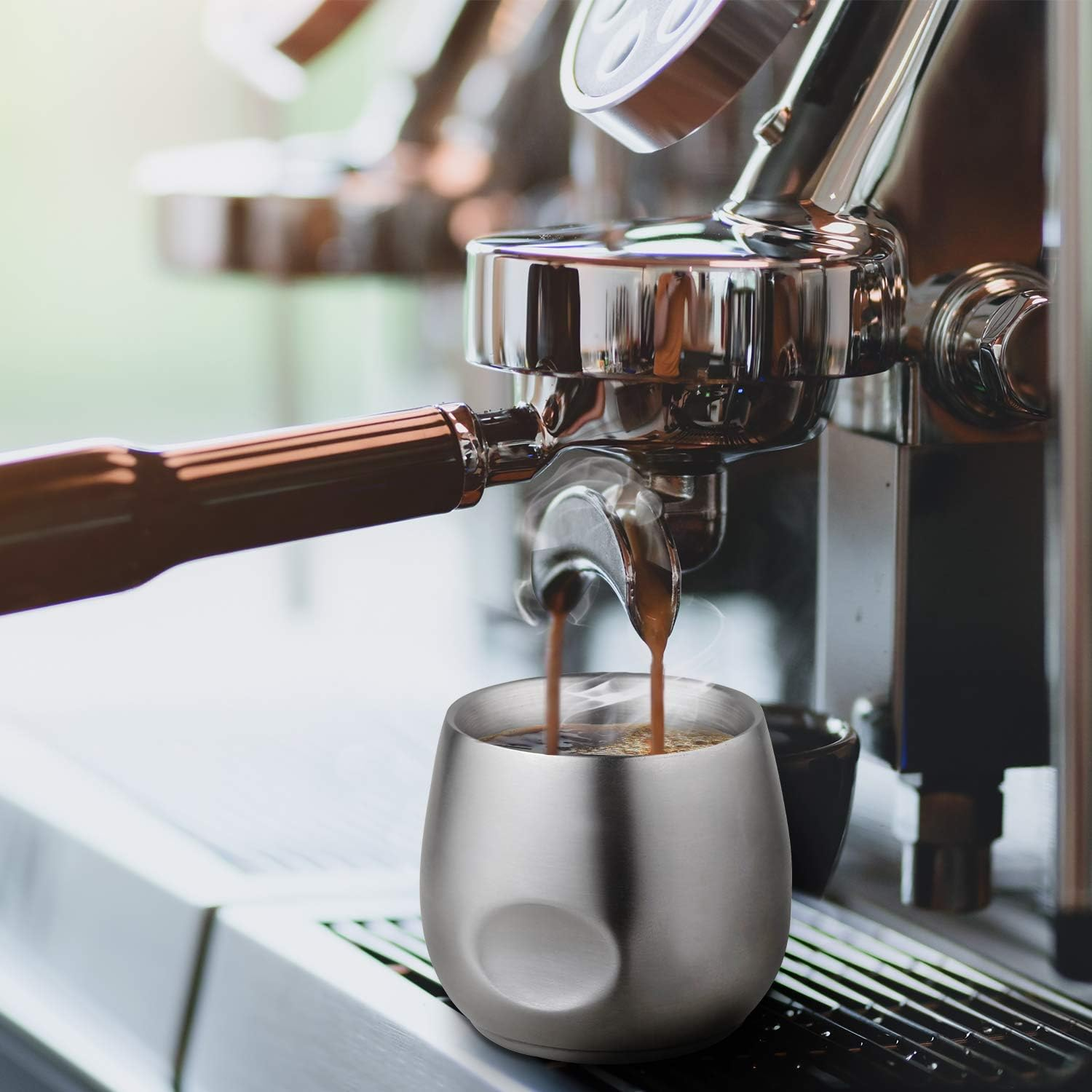 Kitchenexus Small Stainless Steel Espresso Cups 2Pcs Set, 4Oz Double Wall Insulated Unbreakable Stemless Tumbler Small Cup for Outdoor Events Picnics Party image number 4