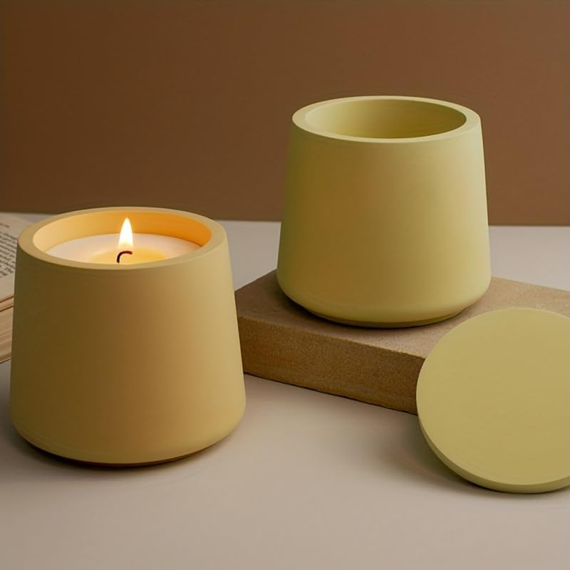 1 PC Candle Jar Molds, Silicone Concrete for Candle Holder with Lids, Candles Resin Epoxy Resin Casting DIY for Candle Making Supplies Scented Candles Soaps Making - Style C image number 5