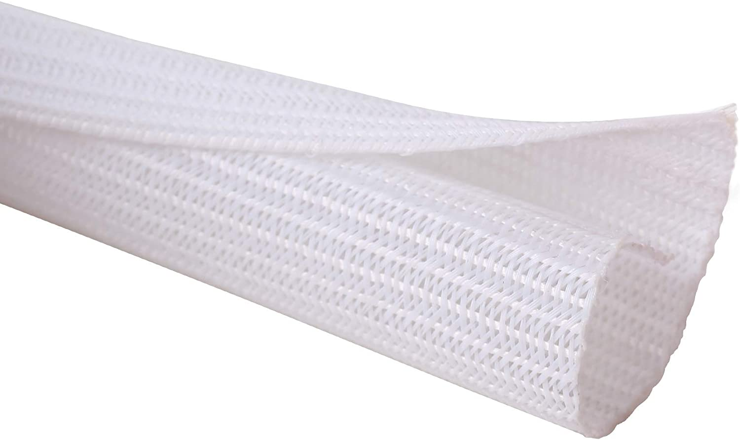 Alex Tech 25Ft - 1/2 Inch Cord Protector Wire Loom Tubing Cable Sleeve Split Sleeving for USB Cable Power Cord Audio Video Cable - Protect Cat from Chewing Cords - White