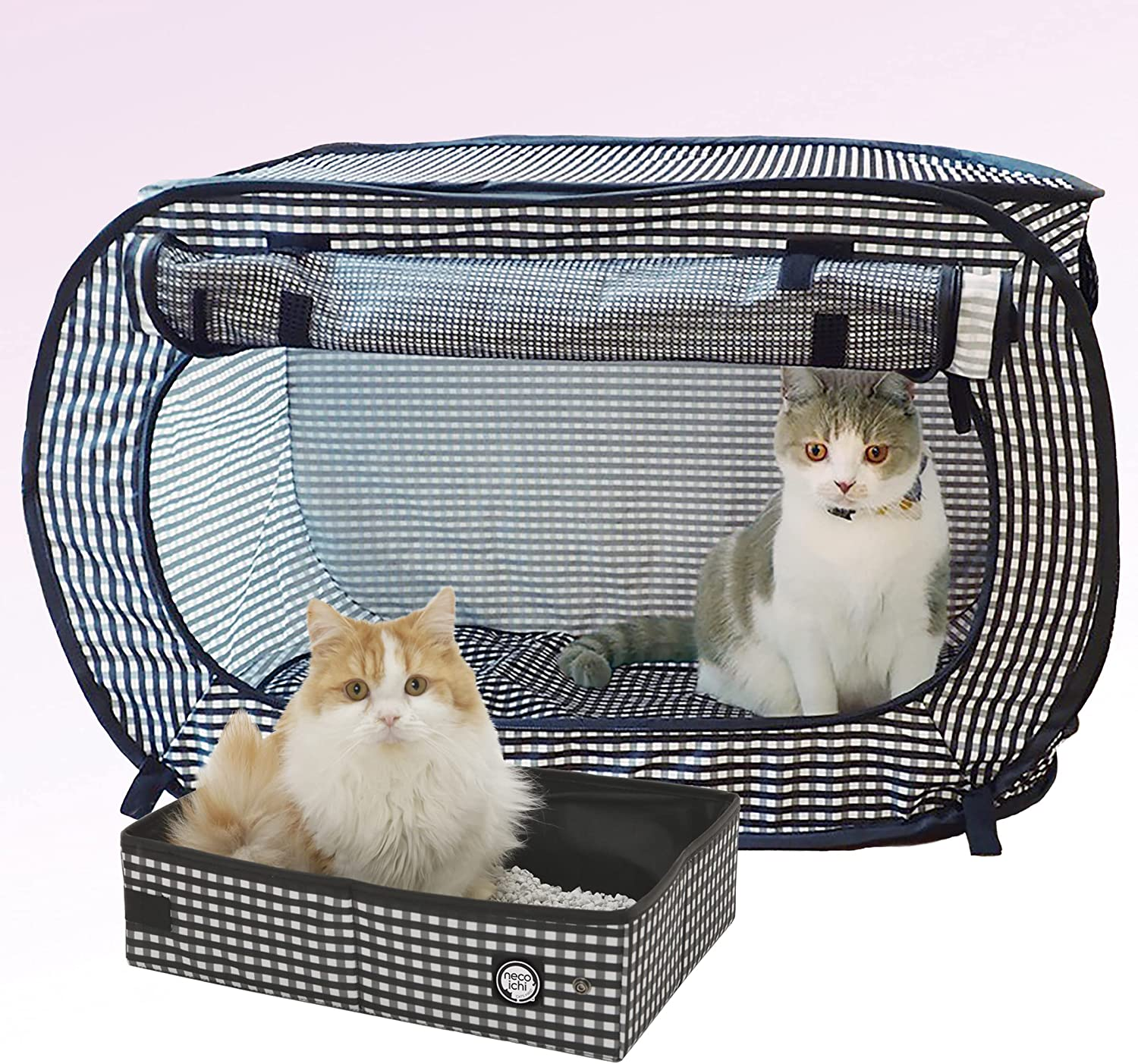 Necoichi Stress-Free Cat Travel Cage(Carrier) Litter Box Set Collapsible Gray White for 2 Cats 31.8" L X 4.5" W X 20" H for Indoor Cats Small Medium Large Cats image number 6