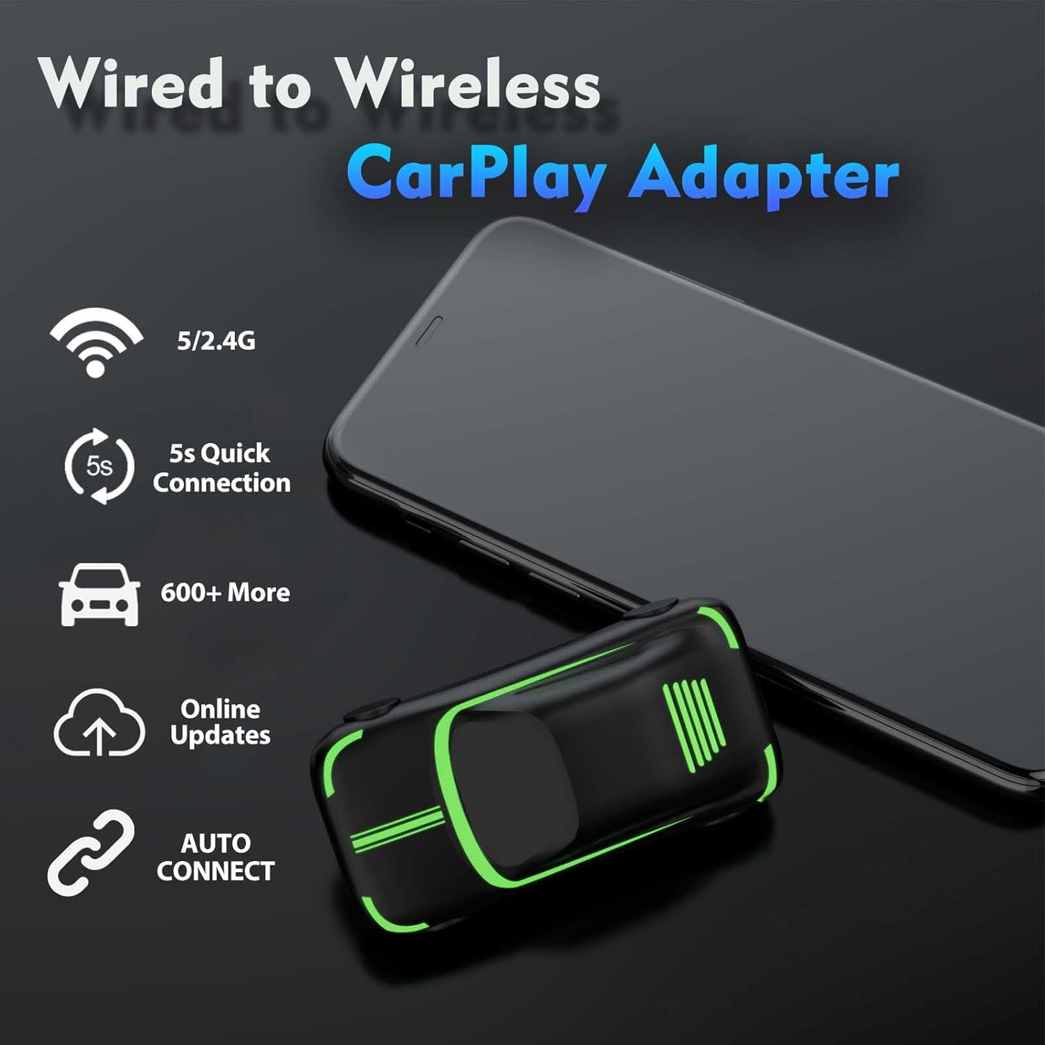 Carplay Wireless Adapter for Iphone-2024 Upgrade Carplay 5S Fast Connect and Stable Connection, Plug & Play Convert OEM Wired to Wireless Carplay Fit for 2016+ Cars(Cp-03) image number 5