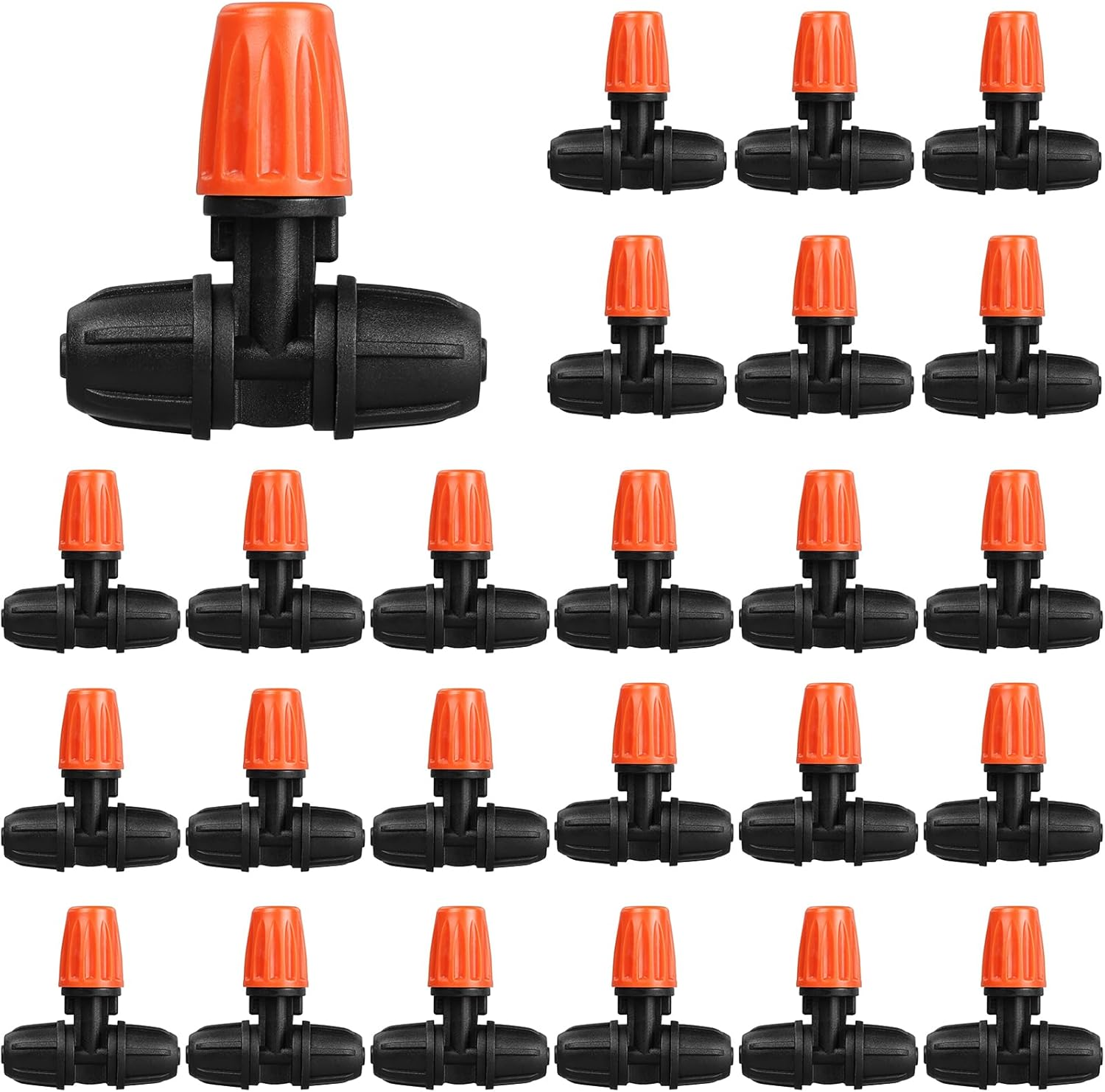 JOYPRO 100 Pieces Drip Irrigation 1/4" Barbed Coupling Fittings, Barbed Connectors for 1/4 Inch Irrigation Tubing, Drip Line Coupler for Drip Sprinkler Garden Lawn Systems