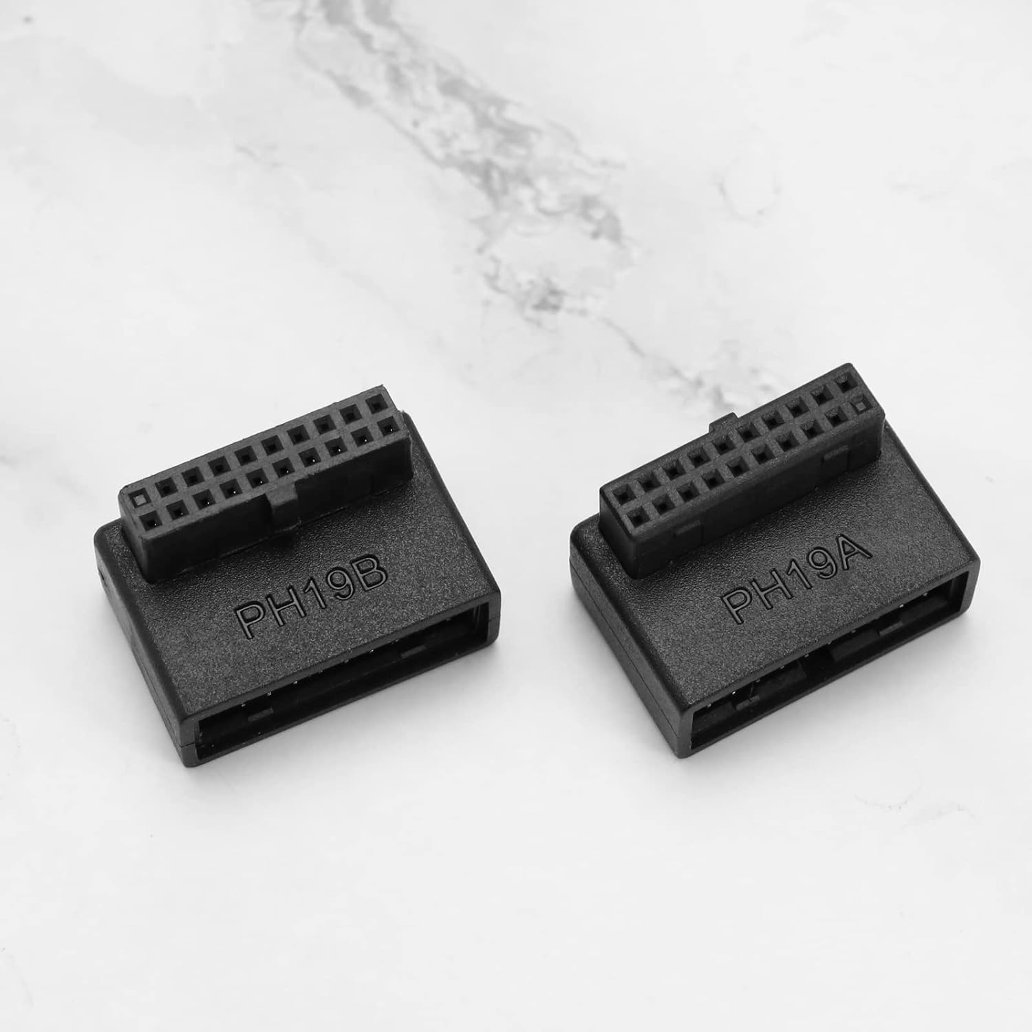 2PCS USB 3.0 90 Degree Motherboard Adapter 19 Pin/20 Pin Male to Female Extension Adapter L Turn Right Angle Socket for Computer Motherboard (1 up Angle & 1 down Angle) image number 6