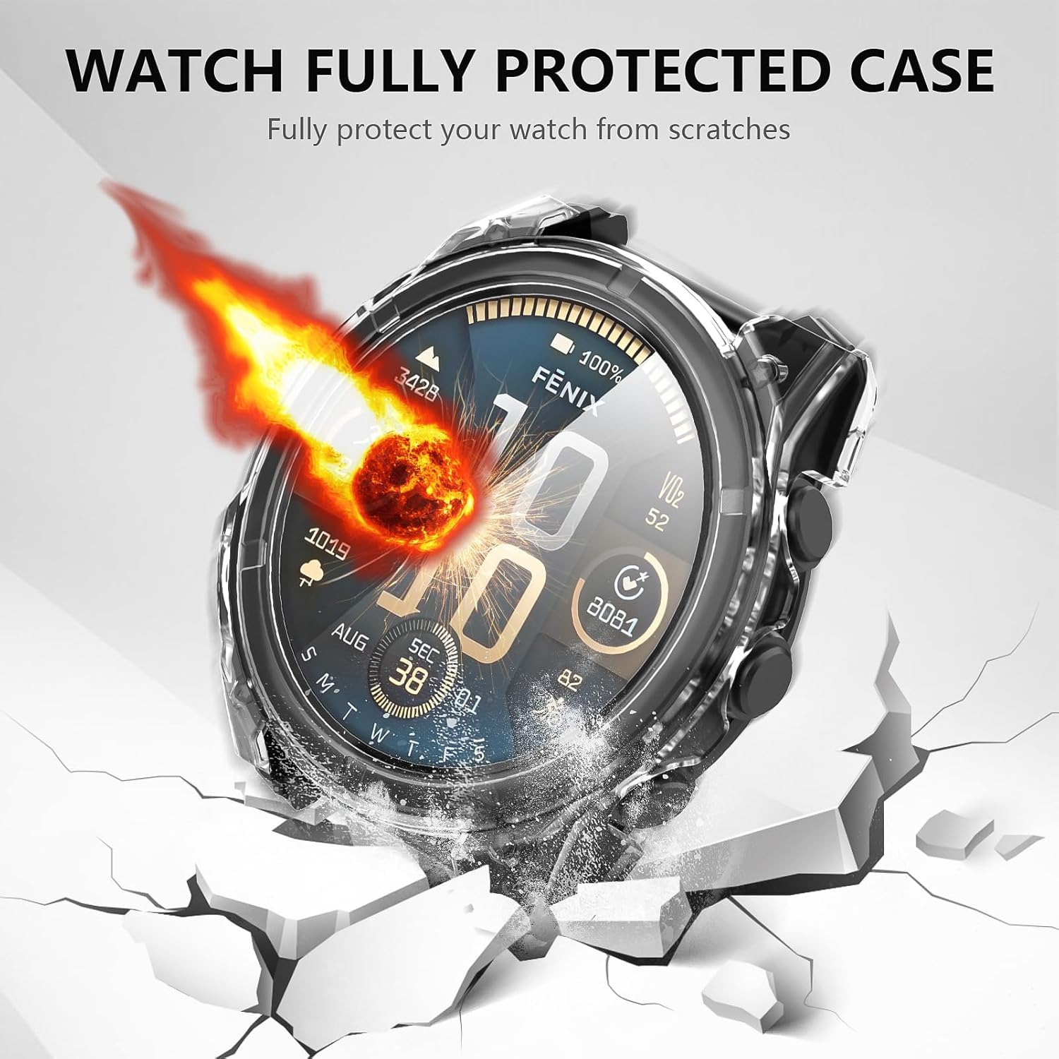 Diruite Pack of 2 Protective Case for Garmin Fenix 8 51 Mm Scratch-Resistant HD Tempered Glass PC Tight Fit Protective Case for Garmin Fenix 8 51 Mm Cover image number 1