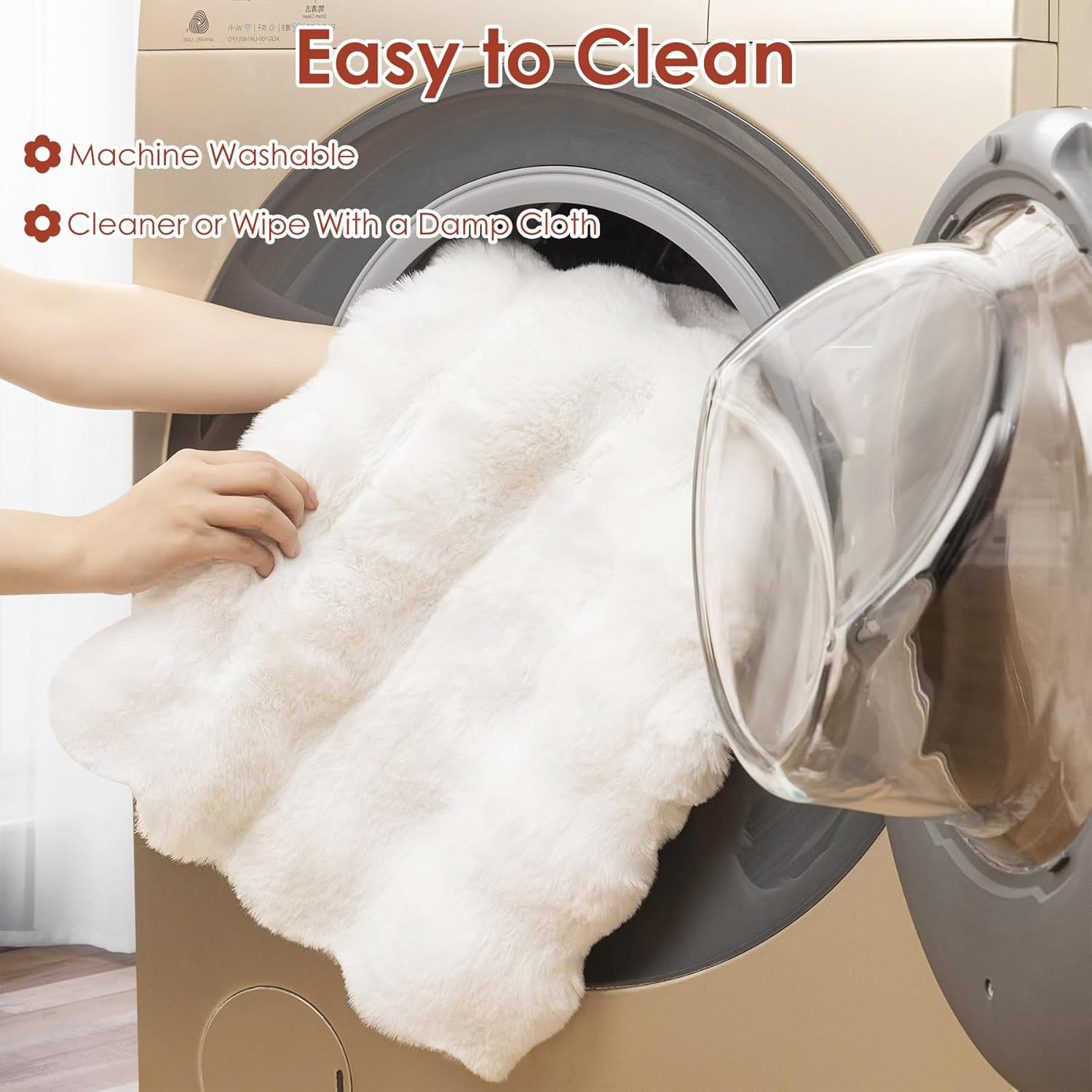 Fluffy Area Rug for Living Room, Luxury High Pile Shaggy Faux Fur Bubble Rugs for Bedroom, Modern Indoor Machine Washable Plush Carpet Anti-Skid Floor Mats for Home Decor (Beige, 120X180Cm) - Pink image number 5