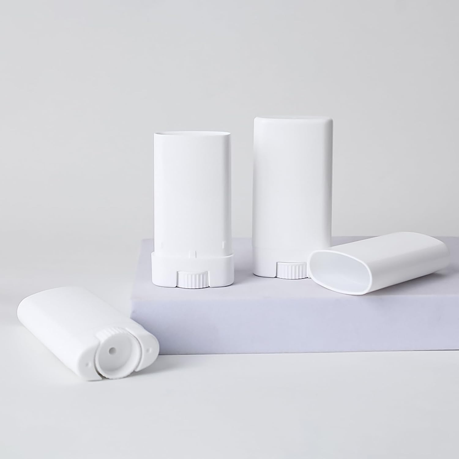3PCS 15 Gram Deodorant Twist up Tubes Oval Lip Balm Containers Refillable Deodorant Stick Plastic Chapstick Tubes Lotion Bar Stick image number 2
