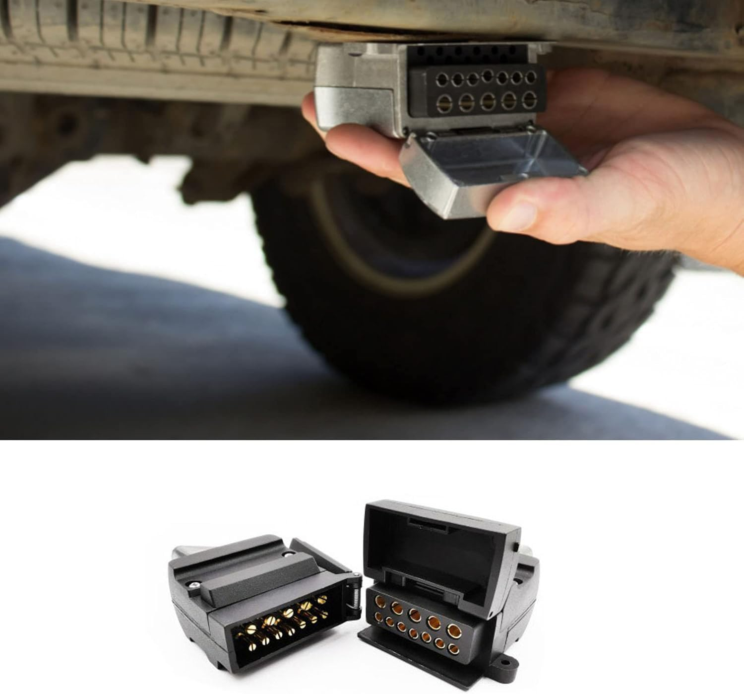 12 Pin Male Female Plug Flat Trailer Socket Trailer Socket Plug Set, Caravan Connector Adaptor for Trailer Caravan Tent Toolbox image number 2