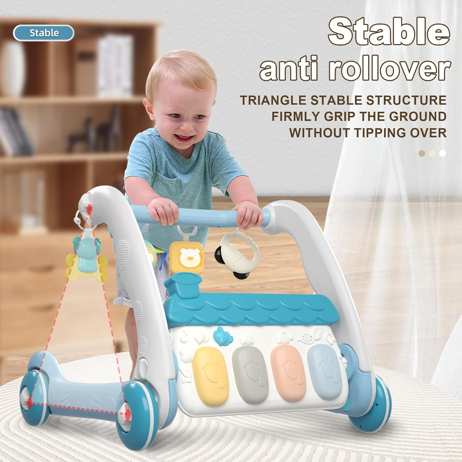 Baby Piano Play Mat & Standing Toy with Musicial and Light (2 in 1) (Blue) image number 2