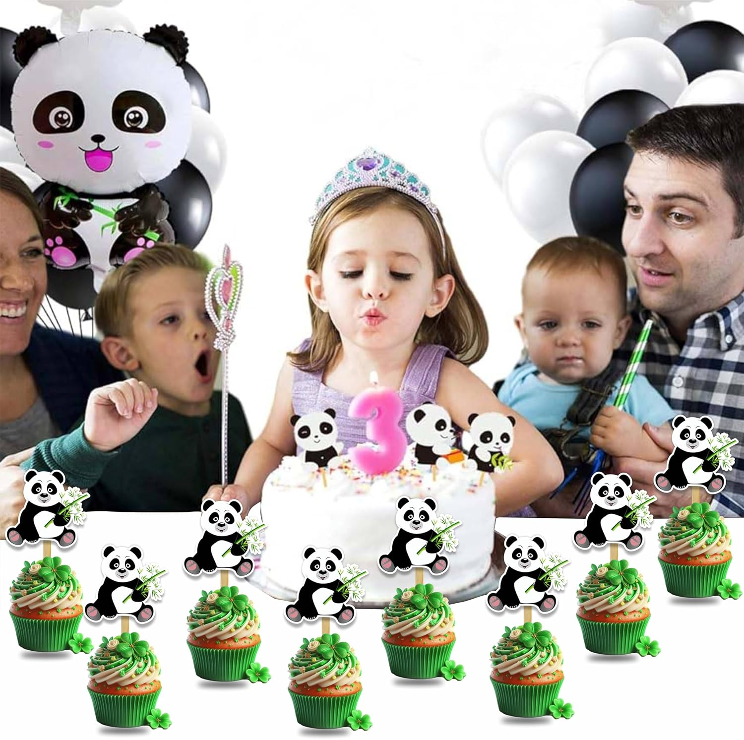 Panda Cupcake Toppers &ndash; Cute Bamboo Forest Animal Party Picks for Kids Birthday, Baby Shower, Zoo Theme, or Animal Lover Celebration D&eacute;coration image number 3