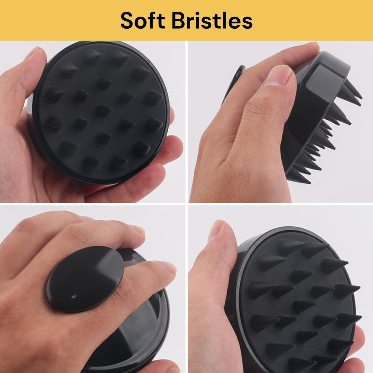 EZONEDEAL Hair Scalp Massager Hair Growth - Shampoo Brush Hair, Manual Wet & Dry Head Massager Scalp Brush Soft Silicone Bristles Care for the Scalp Scrubber Scalp Exfoliator Brush Dandruff Removal image number 6