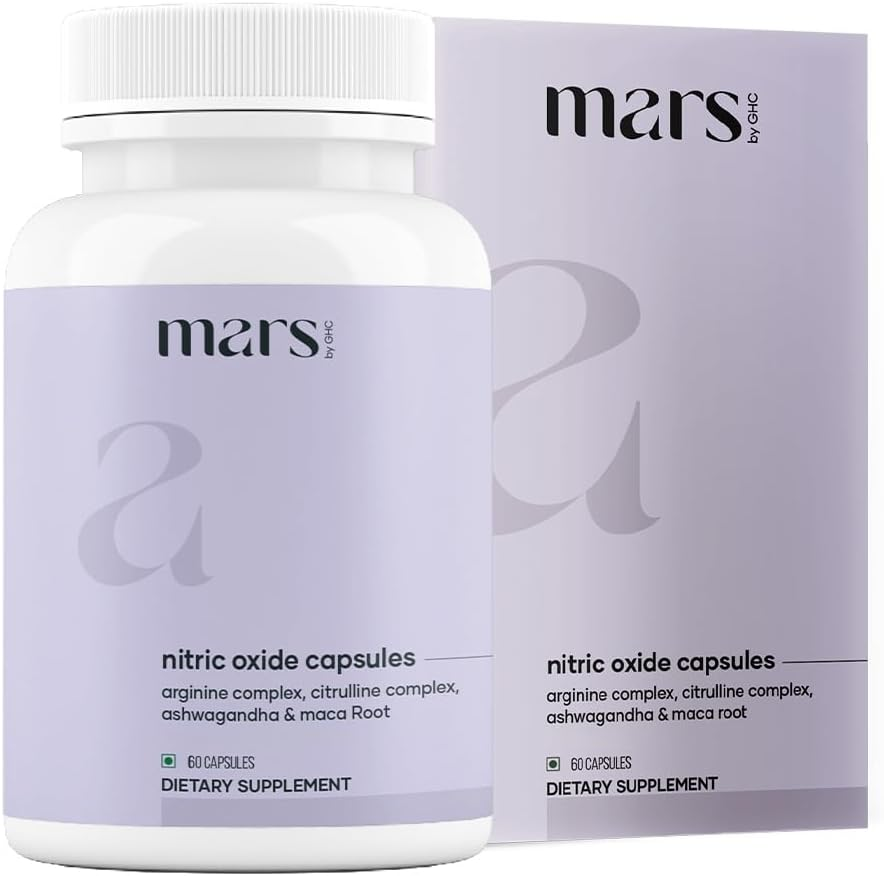 Mars by GHC Nitric Oxide Capsules | L-Arginine, L-Citrulline & Adaptogens | Circulation, Endurance & Recovery Support | 60 Capsules | Pack of 2