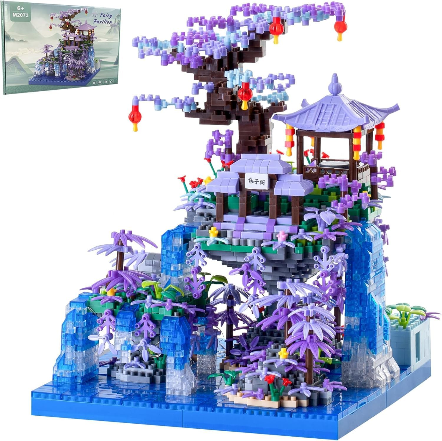 Cherry Blossom Tree Building Set with Gift Box, Micro Mini Building Block Sets,Chinese Cherry Blossom Tree Housearchitecture Peach Pond Micro Bricks Building Kit for Adults（2500Pcs）