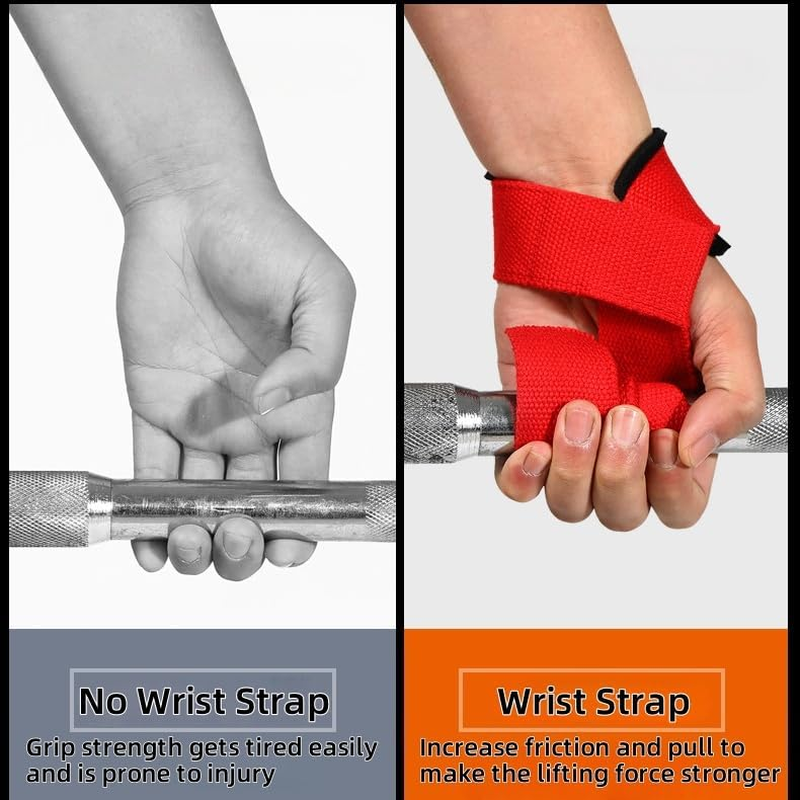Figure 8 Lifting Straps for Deadlifts & Powerlifting &ndash; Heavy Duty Cotton Wrist Wraps Strongman & Cross Training Grip Support Set of 2 Pairs (Red) image number 5
