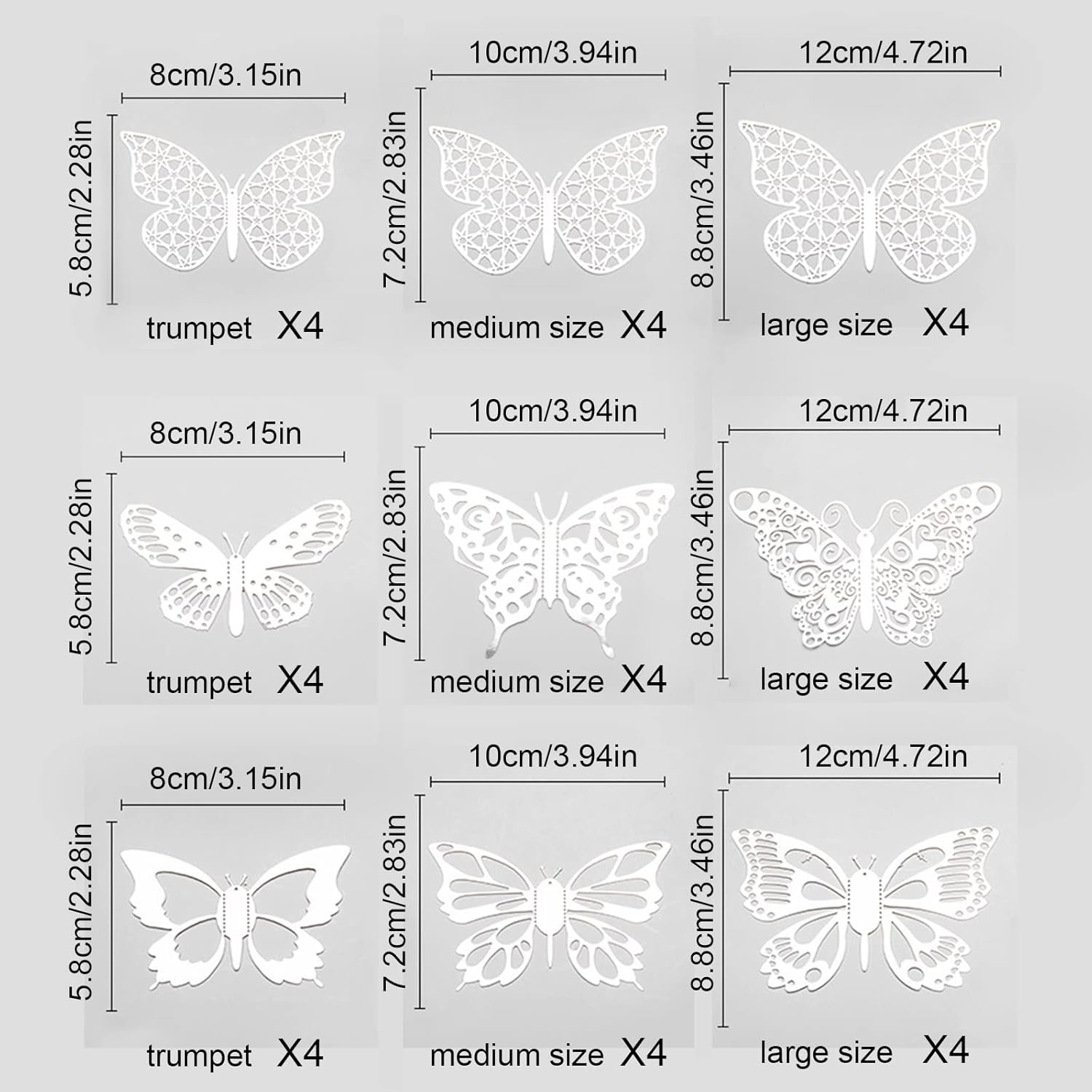3D Hollow Butterfly Wall Sticker, 36Pcs Laser Silver Butterfly Wall Decoration Wall Sticker for Bedroom Wall Decal, Party Decoration, Boys and Girls image number 3