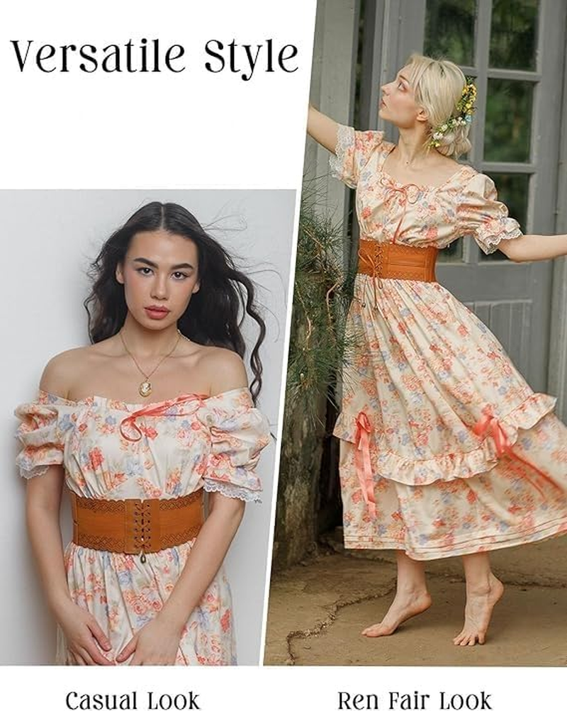 Darkness Costume Belts for Women Wide Elastic Waist Cinch Belts Lace-Up Corset Belts image number 3