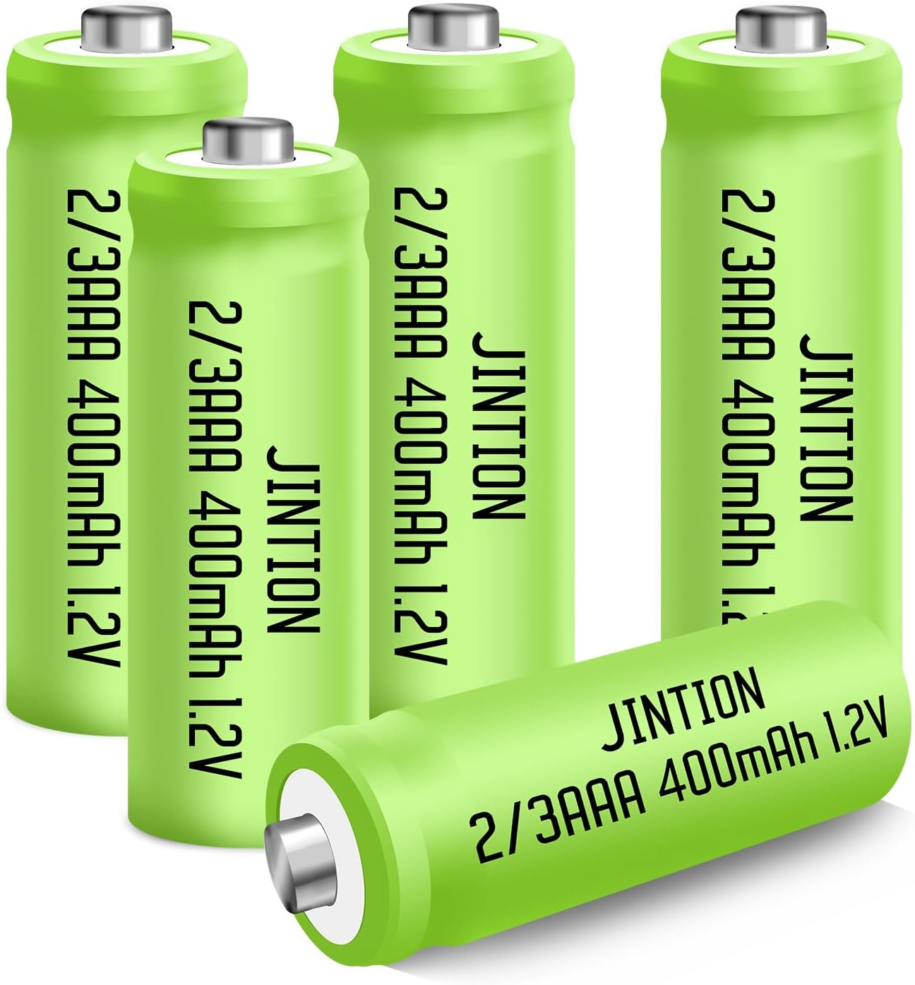 JINTION NIMH 2/3AAA Rechargeable 2/3 AAA Batteries 1.2V 400Mah Rechargeable Battery Button Top 5 Pack(They Are Not AAA Size Batteries) image number 1