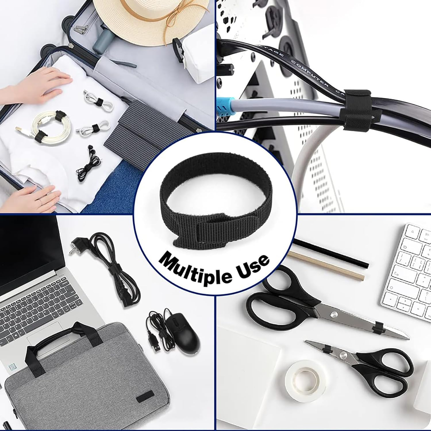 Reusable Cable Ties Reusable Zip Ties 120Pcs Cord Organizer Cable Organizer Cable Management Wire Organizer Wire Management Wire Tie Wraps Cablewrap Attache Cablekeeper Cablelabels image number 5