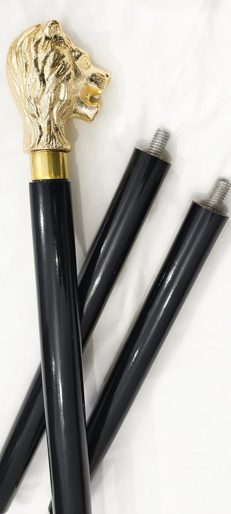 Generic Antique Soild Brass Lion Head Walking Cane/Stick, Premium Quality Brass and Wood, Vintage Designer Handmade Walking Stick for Men, Women, Hiking, Camping, Senior (36 Inch) image number 4