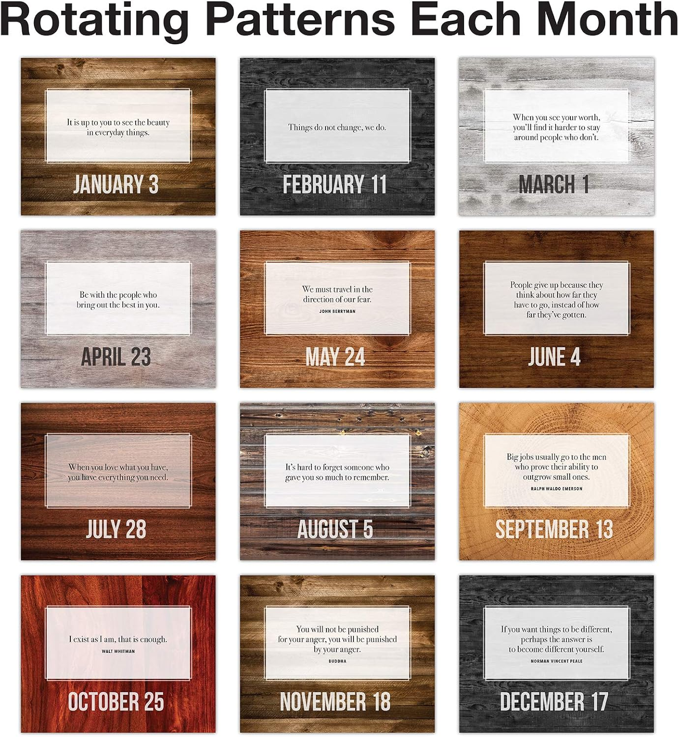 Motivational & Inspirational Perpetual Daily Flip Calendar with Self-Standing Easel (Woodgrain) image number 2