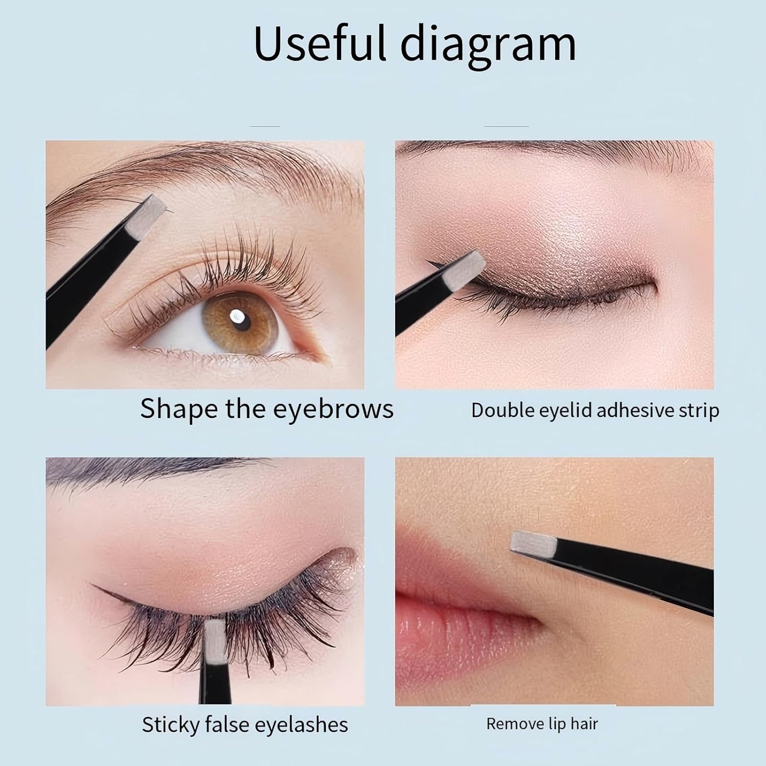 HIGHROCK 5Pcs Eyebrow Tweezers Set, Stainless Steel Slant and Pointed Tips, Small Scissors， Precision Hair Removal Tools image number 1