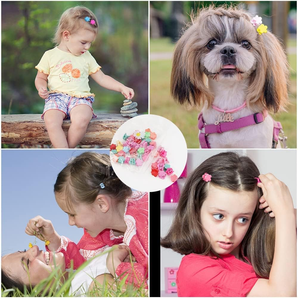 Pack of 50 Children'S Hair Clips, Flower Hair Clips, Girls, Flower Hair Clips, Small Flower Hair Clips, Hair Claws, Small Hair Clips for Baby, Toddler, Girls (Random Colours) image number 3
