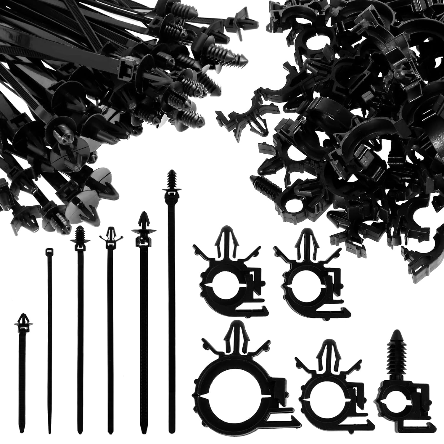 290Pcs Car Wire Harness Routing Clip Assortment Kit，Wire Routing Clips Enduring Nylon Retainer Car Clips Replacement Parts for Most Cars Auto，5 Different Sizes image number 3