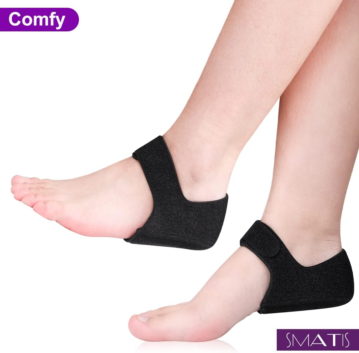 SMATIS Heel Protectors for Plantar Fasciitis, 2PCS Updated Heel Cups for Heel Pain, Heel Cushion for Achilles Tendonitis Bone Spur Aching Feet Relieve Heel Pain(Size: Women 6-11 + Men 6-10) image number 1