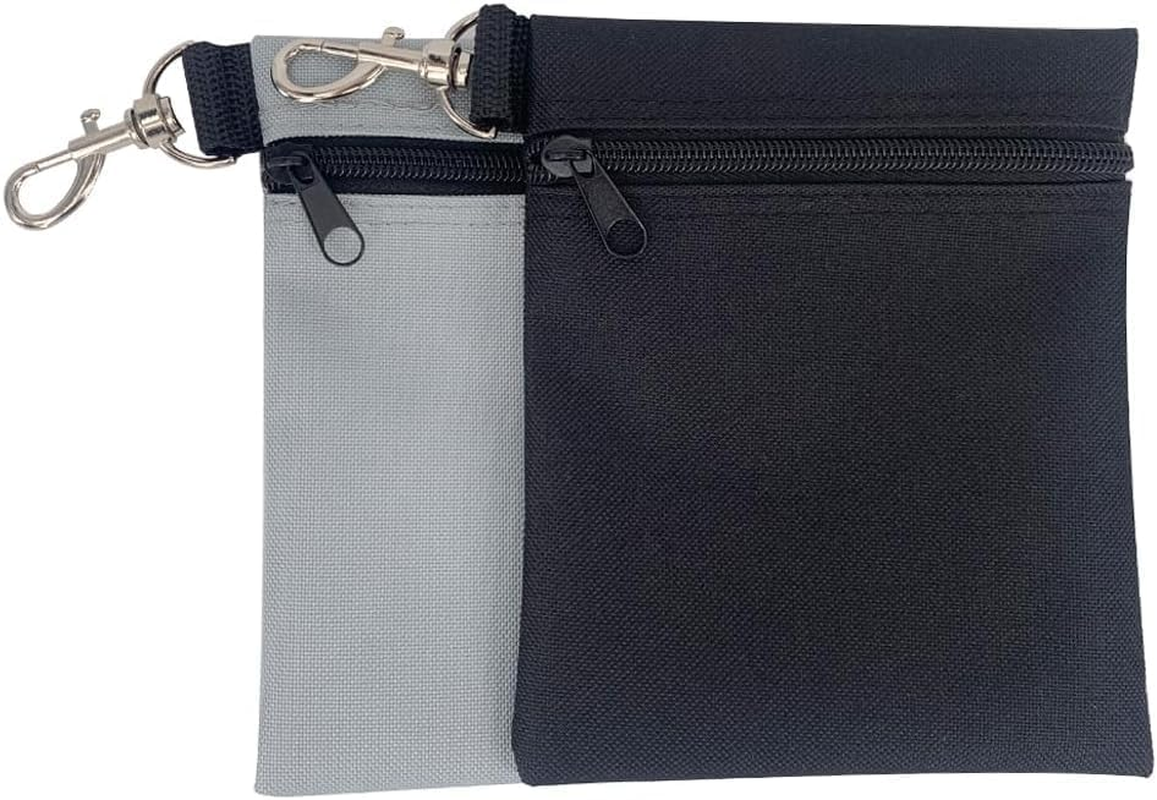 Zipper Golf Tee Ball Pouch Bag with Metal Lobster Claw Clip,2Pcs Zipper Golf Tee Bag Pouch with Metal Lobster Claw Clip,Golf Tee Pouch Golf Ball Bag Golf Ball Storage Bag with Lobster Claw Clip,Black