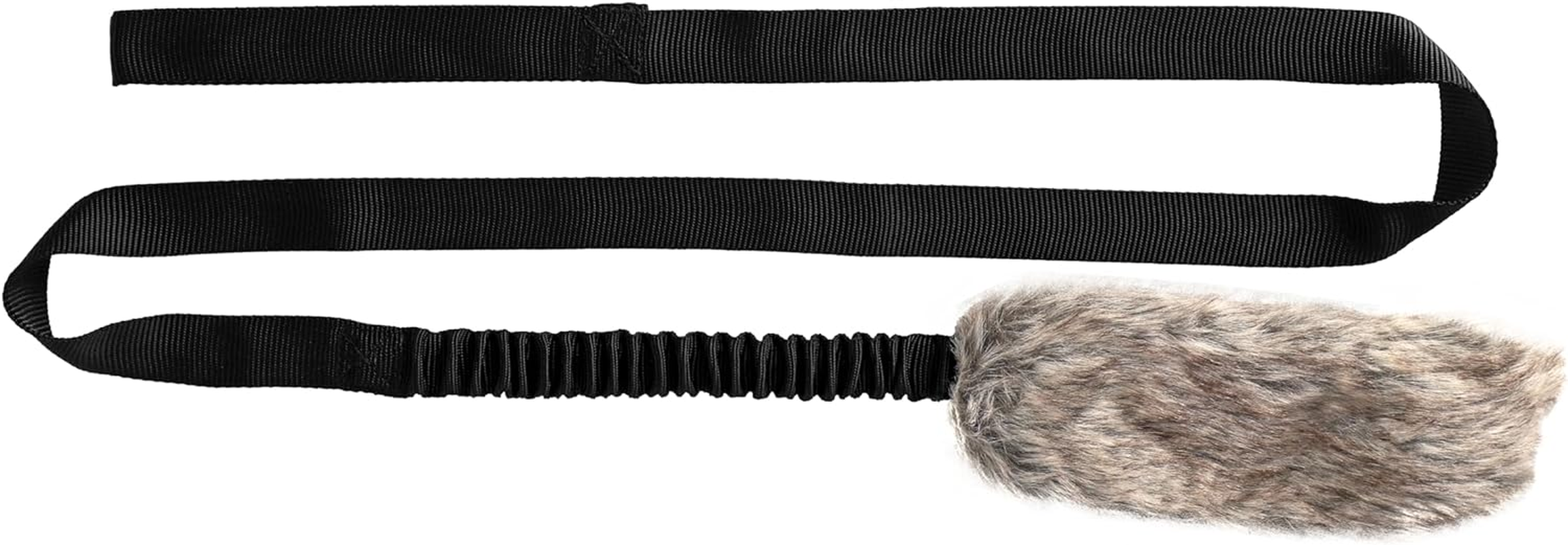 Dingo Fleece Dog Toy Artificial Fur Racer Squeaky Teaser Dog Wand 150 Cm Long Bungee Handle for Agility, Dog Training, Reward, Retrieve, Chasing, Play Black (15585) image number 1
