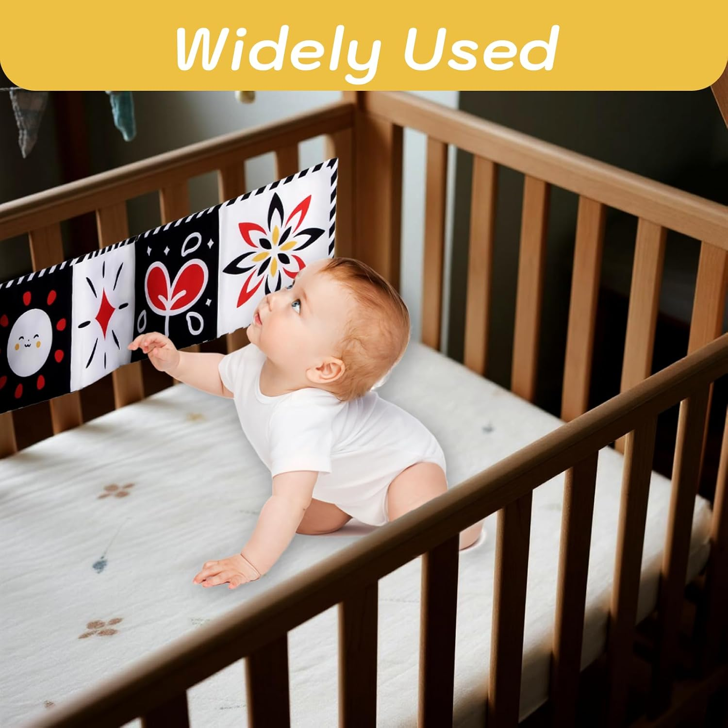 High Contrast Baby Toys, High Contrast Bedside Cloth Book for Newborns 0-6 Months, Visual and Cognitive Developmental Sensory Toy, Durable and Versatile 81.5Cm Stand up Design image number 3