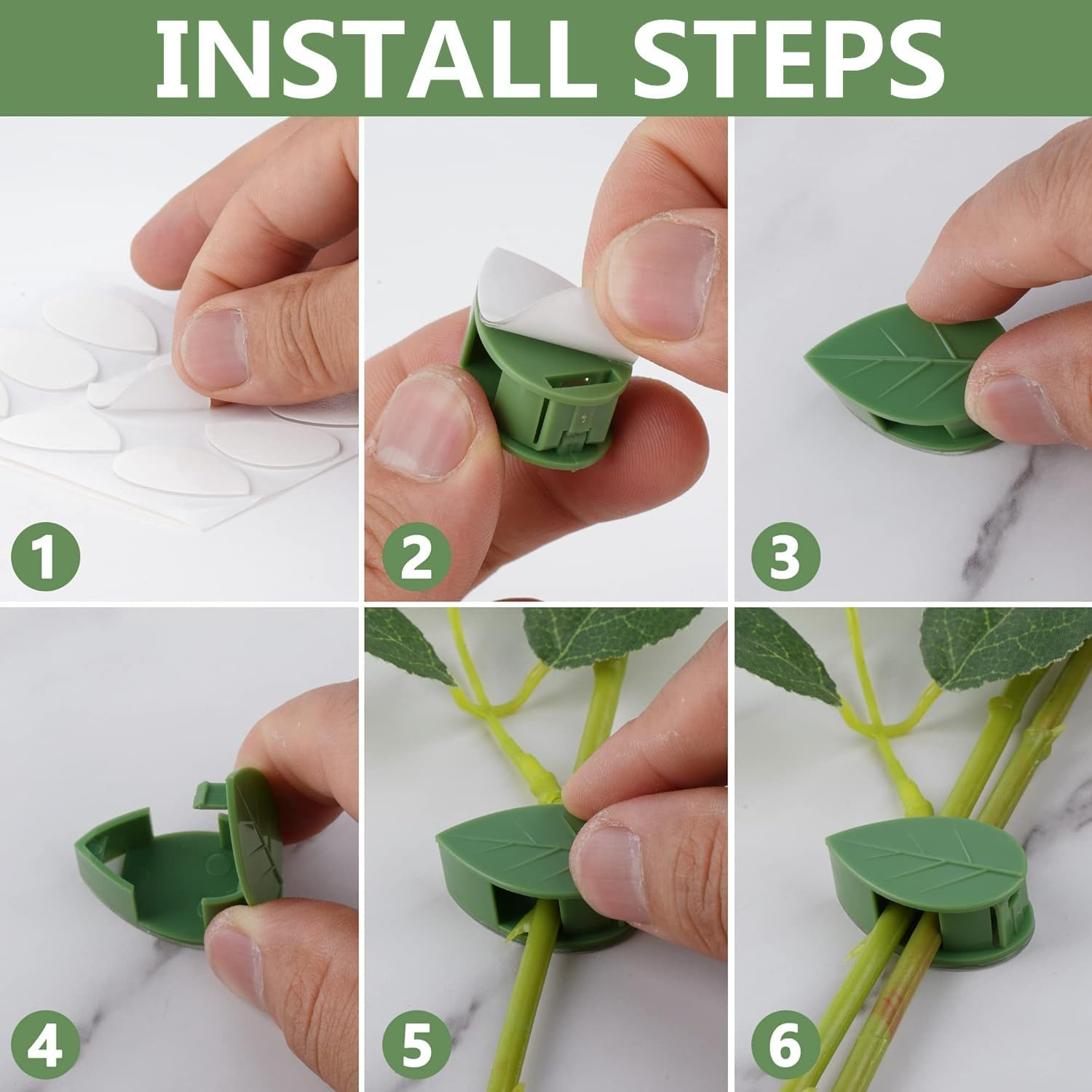 60 Pcs Invisible Plant Climbing Wall Fixture Clips,Self-Adhesive Hanging Plant Clips,Self-Adhesive Hook Plant Vine Traction for Indoor Outdoor Green Leaf Simulation for Garden Wall Clip Decoration image number 3