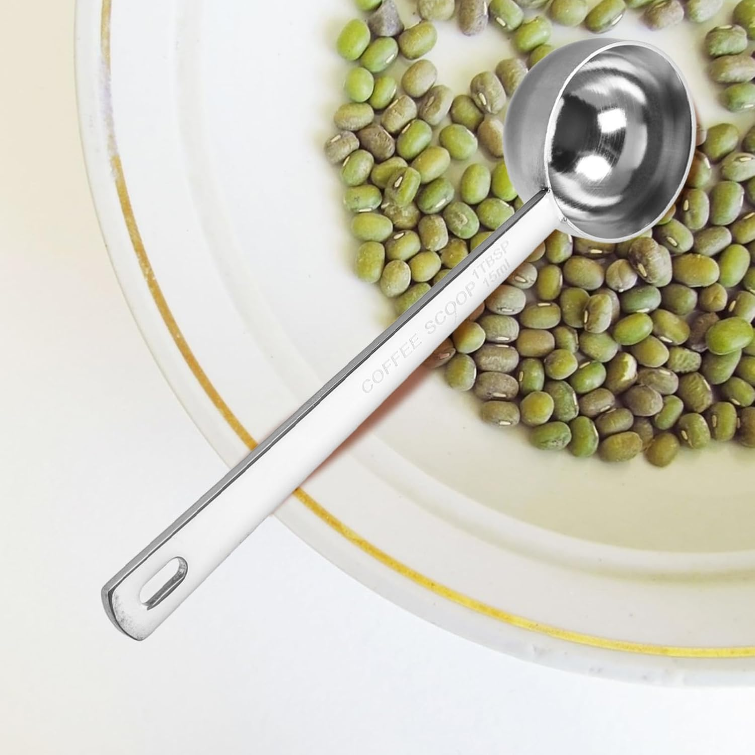 Ipetboom Stainless Steel Long Handle Coffee Measuring Scoop Teaware Spoon for Kitchen Use Heat-Resistant Coffee Powder Milk Tea Scoop image number 2