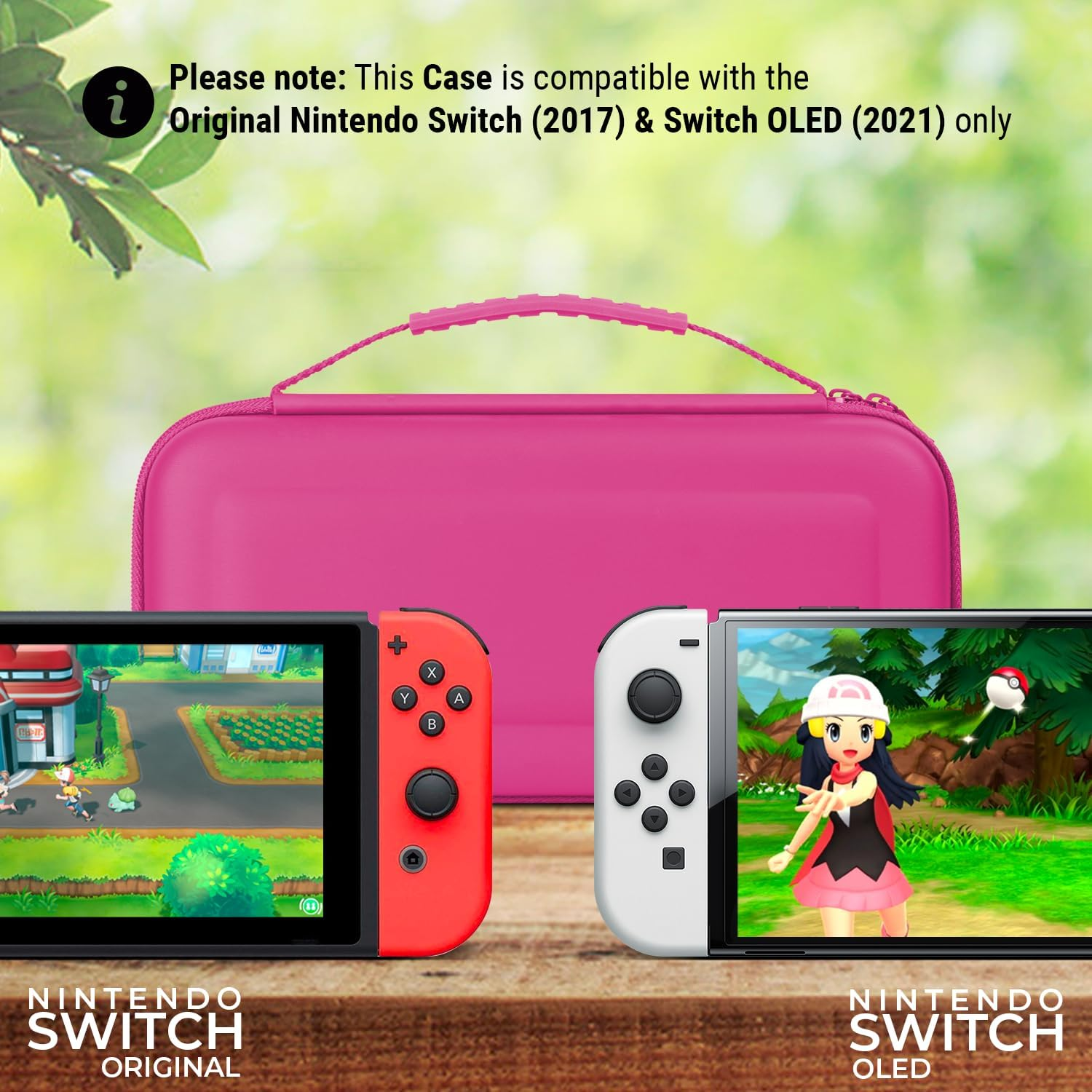 Orzly Carrying Case for Nintendo Switch OLED and Switch Console - Pink Protective Hard Portable Travel Case Shell Pouch for Nintendo Switch Console & Accessories image number 3