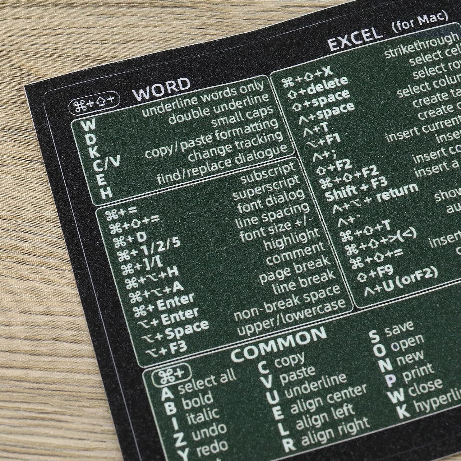 Ecsing 2 Sets Quick Reference Keyboard Shortcut Stickers M-A-C OS (M/Intel) & Word/Excel (For M-A-C) Waterproof Vinyl Decals for Laptop Computer Desktop Keyboards image number 2