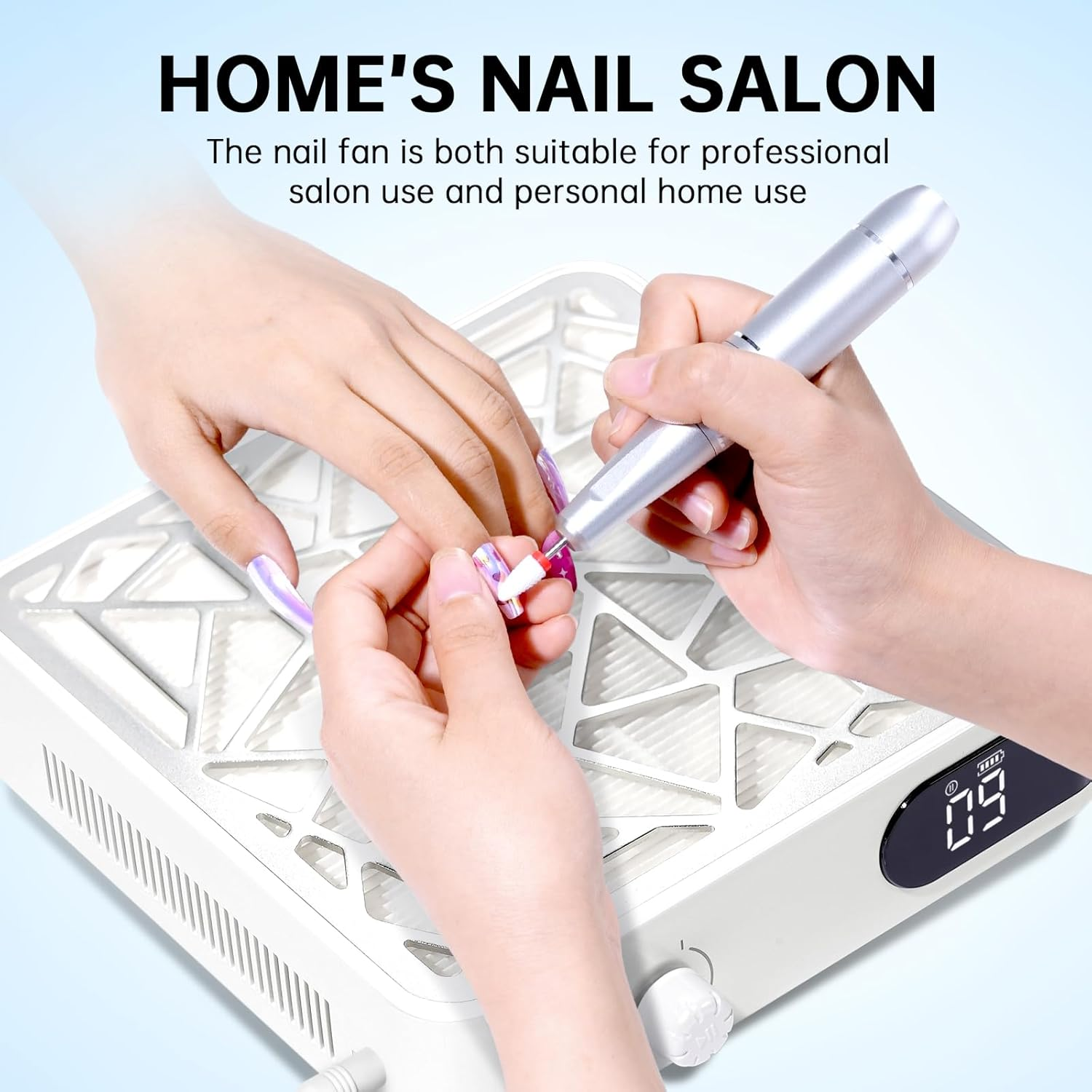 Nail Dust Collector Powerful Vacuum Fan Dust Collector Dust Suction Extractor Machine for Acrylic Nail Polish Nail Salon White image number 2