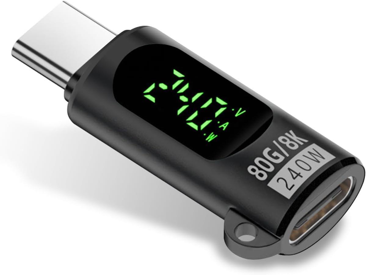 Duttek USB C Digital Display Adapter 80Gbps, 240W USB Type C Male to Female Extension Adapter Compatible with Thunderbolt 5, Iphone 15/16, Macbook, Ipad