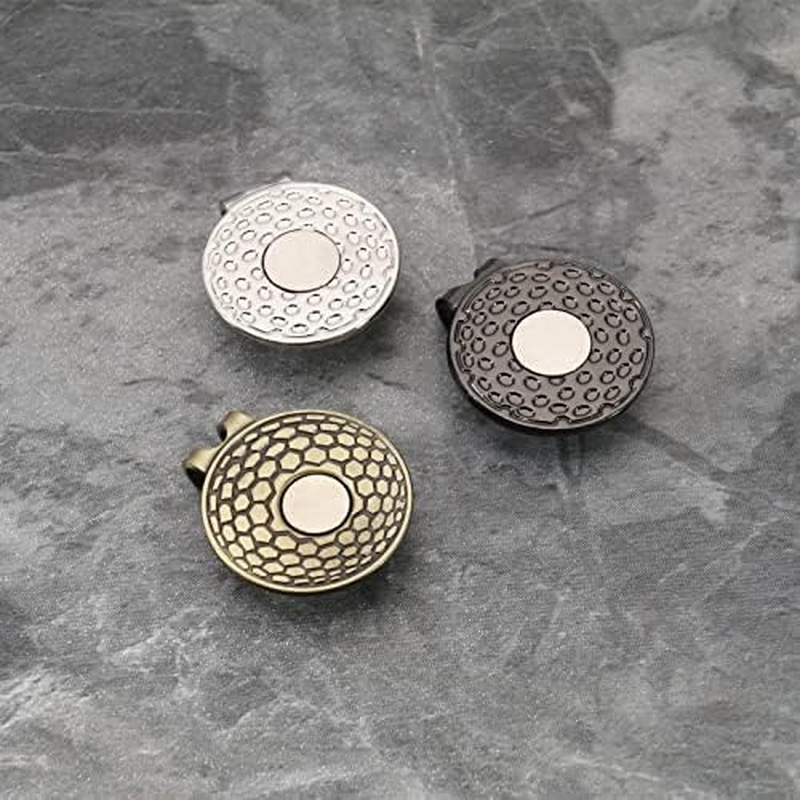 3 Pack Magnetic Golf Ball Hat Marker Clips, Zinc Alloy Golf Hat Clips for Golf Training and Cap Use(Silver, Bronze, Black) image number 2