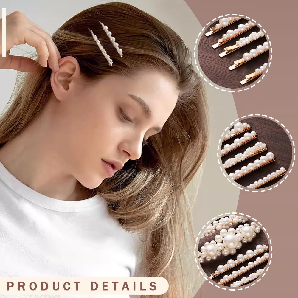 TRKETK Pack of 16 Pearl Hair Clips, Women'S Elegant Vintage Pearl Hair Clip, French Fashionable Gold, Tiny Hair Clip, Cute Headpiece, Hair Styling Accessories for Women and Girls image number 2