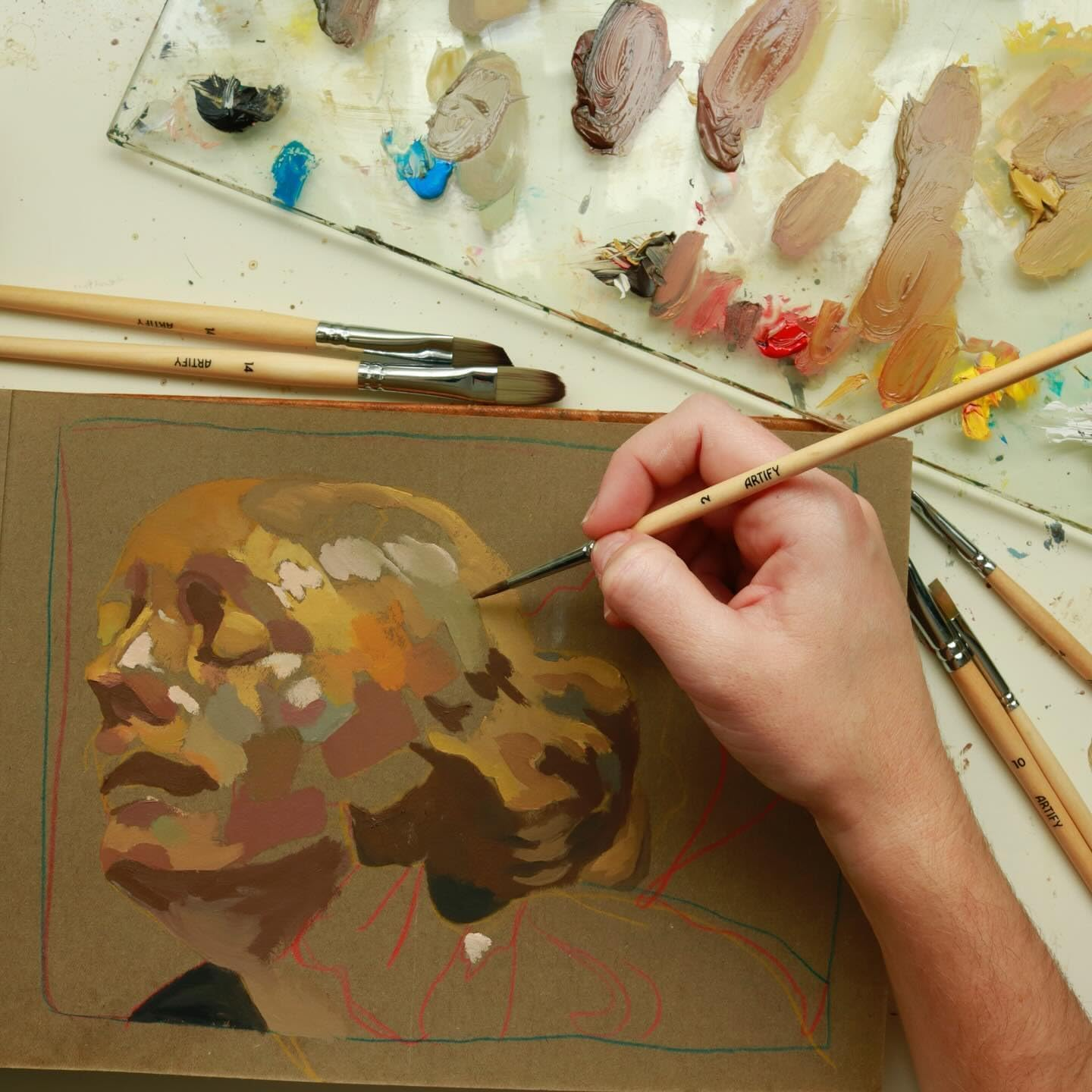 ARTIFY 24 Pcs Paint Brush Set, Expert Series, Enhanced Synthetic Brush Set with Canvas Roll and Palette Knife for Acrylic Oil Watercolor Gouache(Birch) image number 4