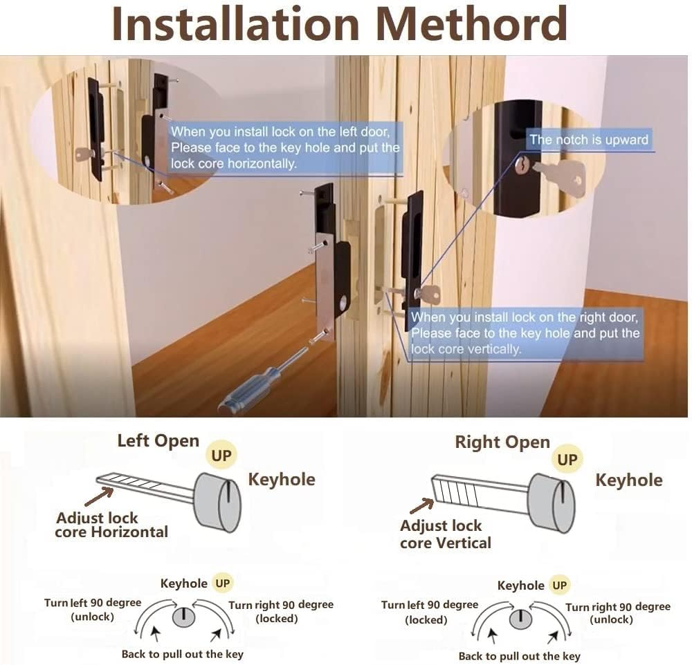 CCJH Invisible Door Locks Handle with 3 Keys for Sliding Barn Wooden Door Furniture Hardware (Sliver) image number 4