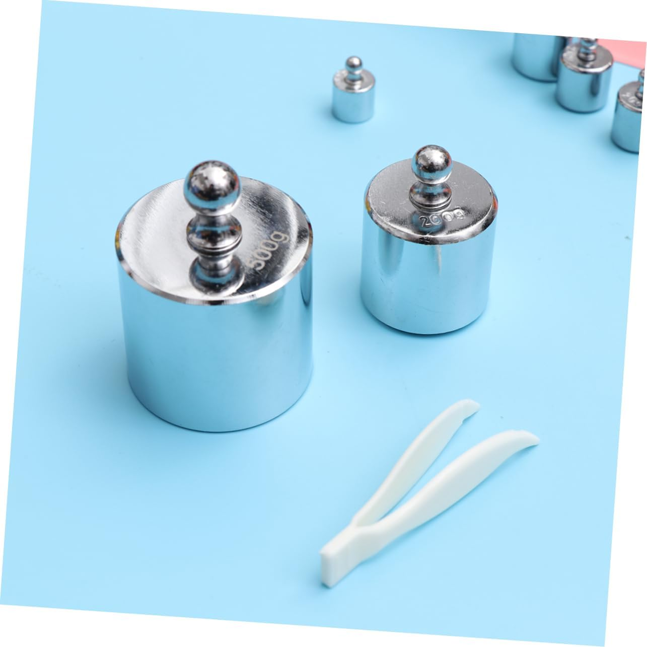 Chrome Steel Calibration Weights 1000G Set Balance Weight Kit with Tweezers Smooth Surface for Accurate Scale Calibration image number 5
