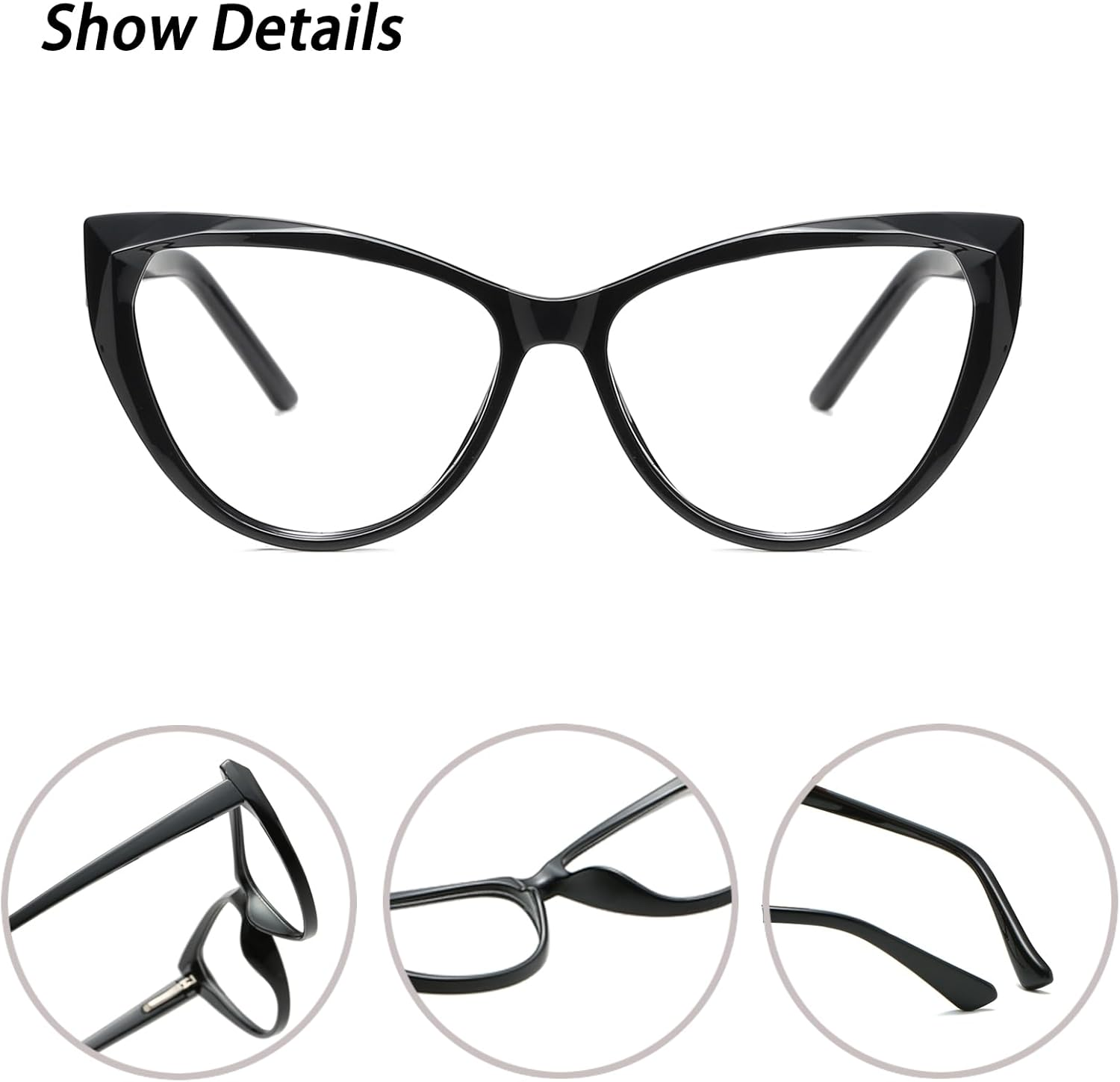 Blue Light Glasses Cateye Women Fake Eyeglasses anti Eye Strain Computer Glasses Clear Lens - Champagne image number 5