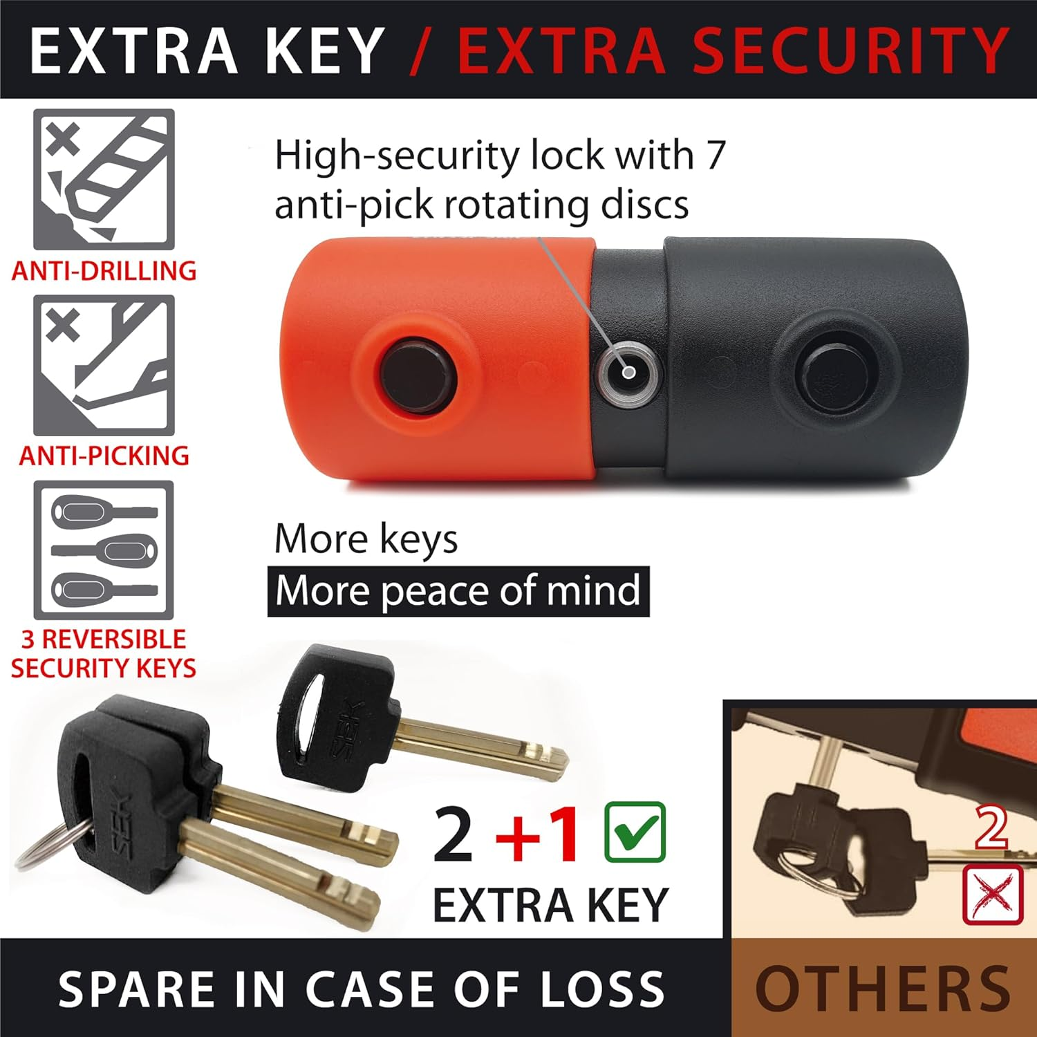 KRASER KR50120L Motorcycle Chain Lock Mini U Approved Padlock Massive Steel Heavy Duty &Oslash;0.53In, 3.9Ft Long, Loop Ring, Textile Cover, High Security Anti-Theft, Garage Anchor, Scooter Electric Bicycle image number 2