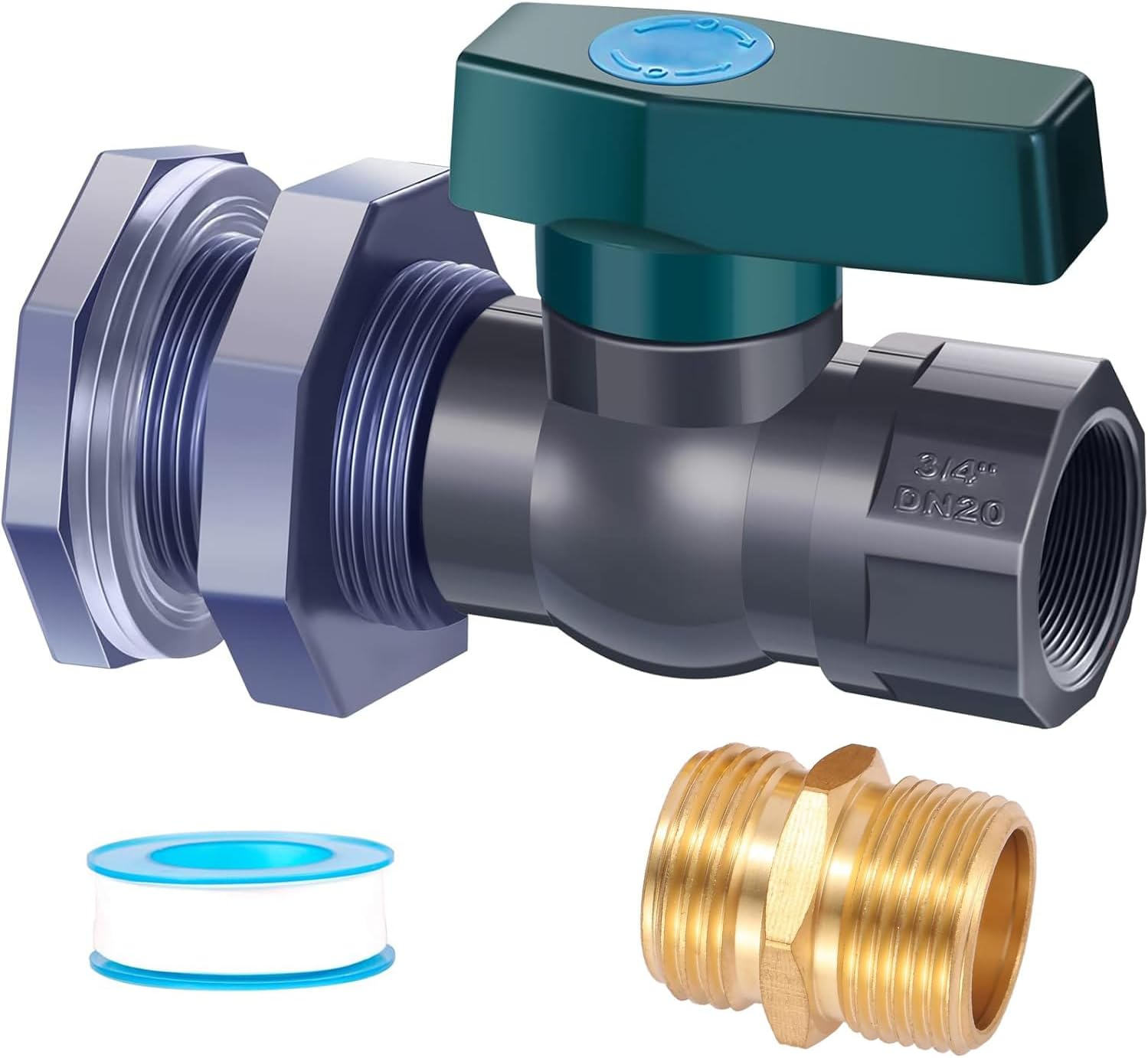 REGNHLIF PVC Rain Barrel Diverter Kit, 3/4 Inch Rain Barrel Valve, Rain Barrel Spigot Kit with Bulkhead Fitting Adapter for Water Tanks, Aquariums, Tubs, Pools image number 5