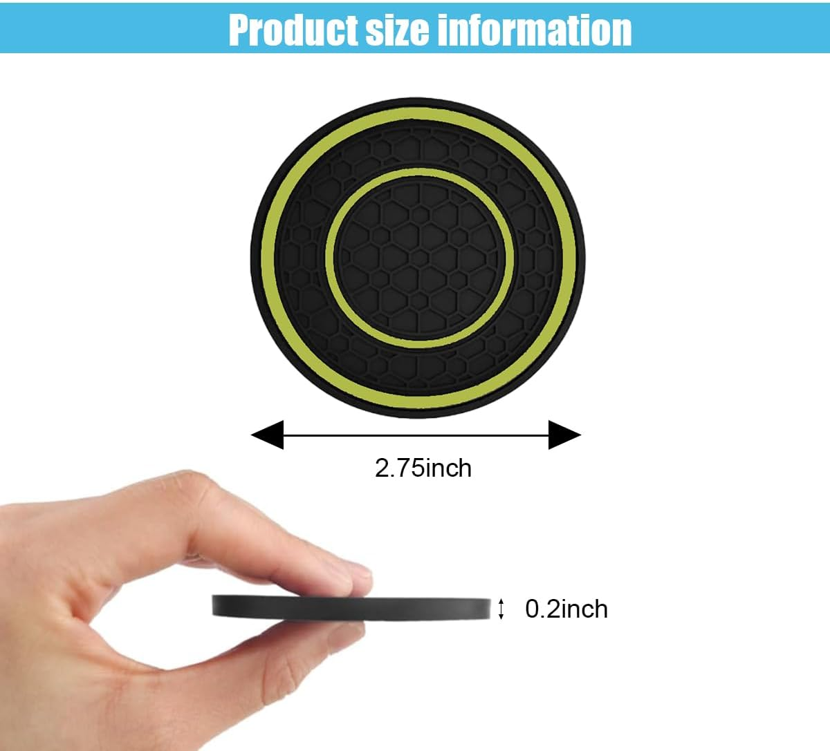 2PCS Car Cup Holder Coasters, 2.75 Inch Auto Non-Slip anti Dust Cup Mats, Console Cup Holder Insert Coaster Auto Insulated Mats, Universal Interior Accessories for Most Cars (Yellow) image number 1