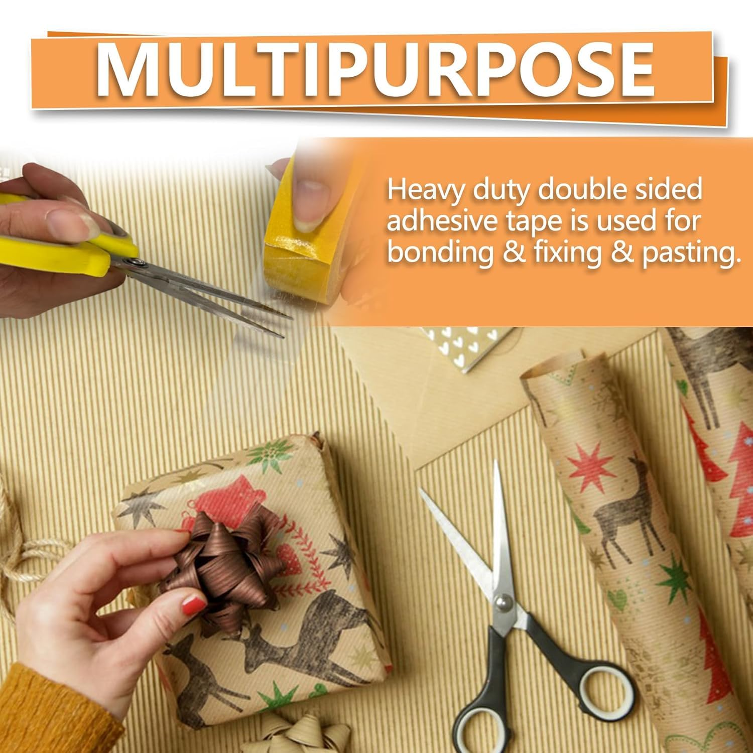 Super Thin Double Sided Adhesive Tape,Ransparent Sticky Tape for Making DIY Crafts, Paste Photo, Scrapbook, Gift Wrap, Rug Fixed, Woodworker, Fashion Clothing，2.5Cm X 50 M (1 Inch X 164 Feet) image number 4